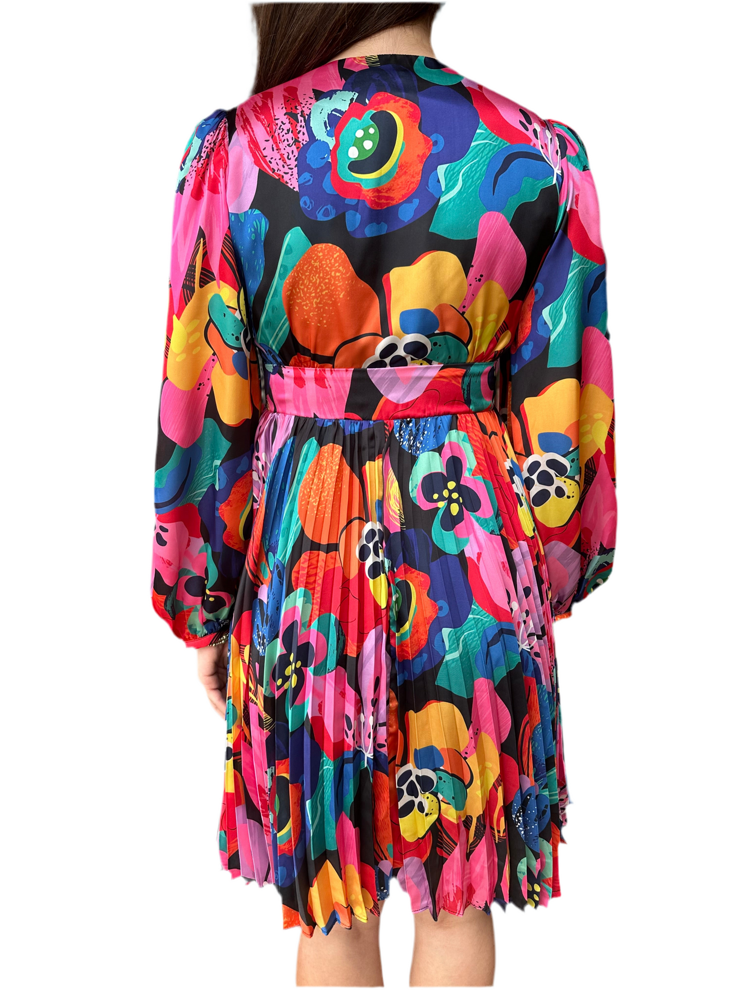 Joy Joy Front Twisted Pleated Dress- Blooming Art