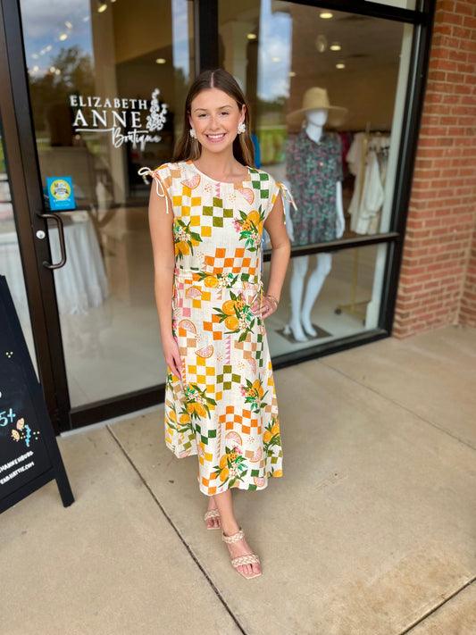 Never a Wallflower Orange Midi Dress