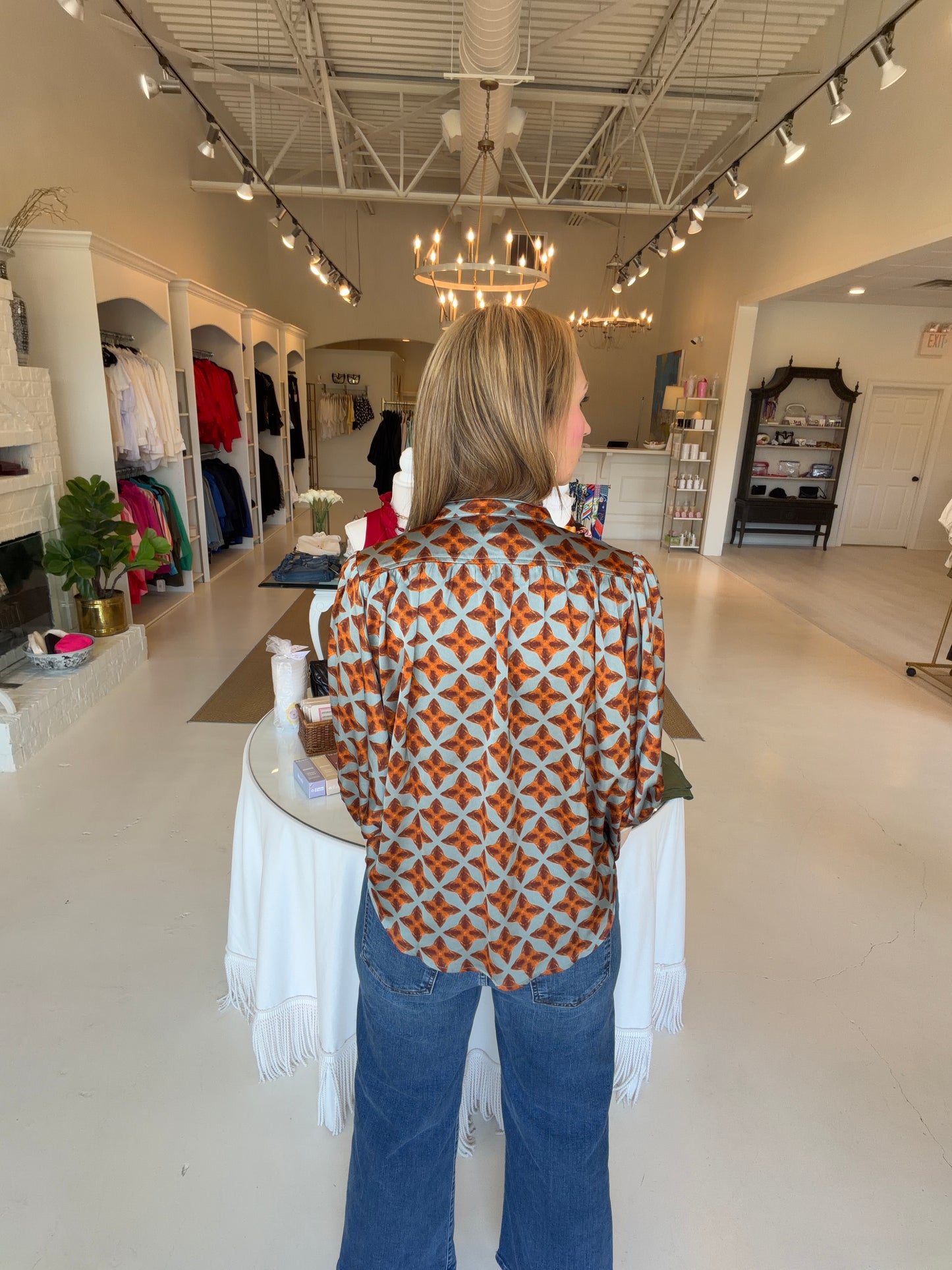 Joy Joy Batwing Blouse - Copper Tile