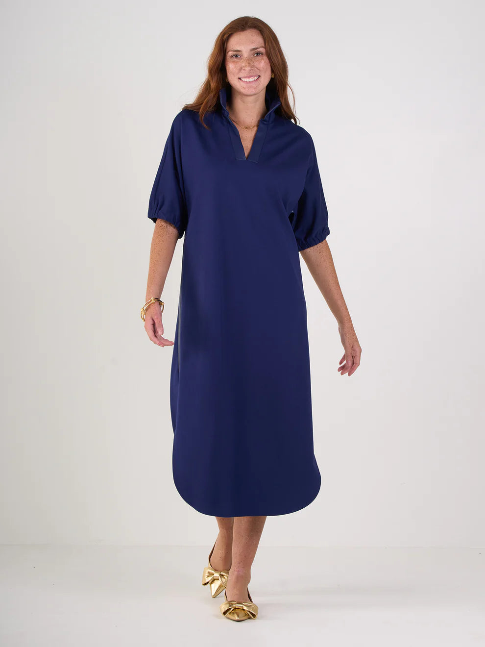 Emily McCarthy Poppy Caftan - Navy Ponte