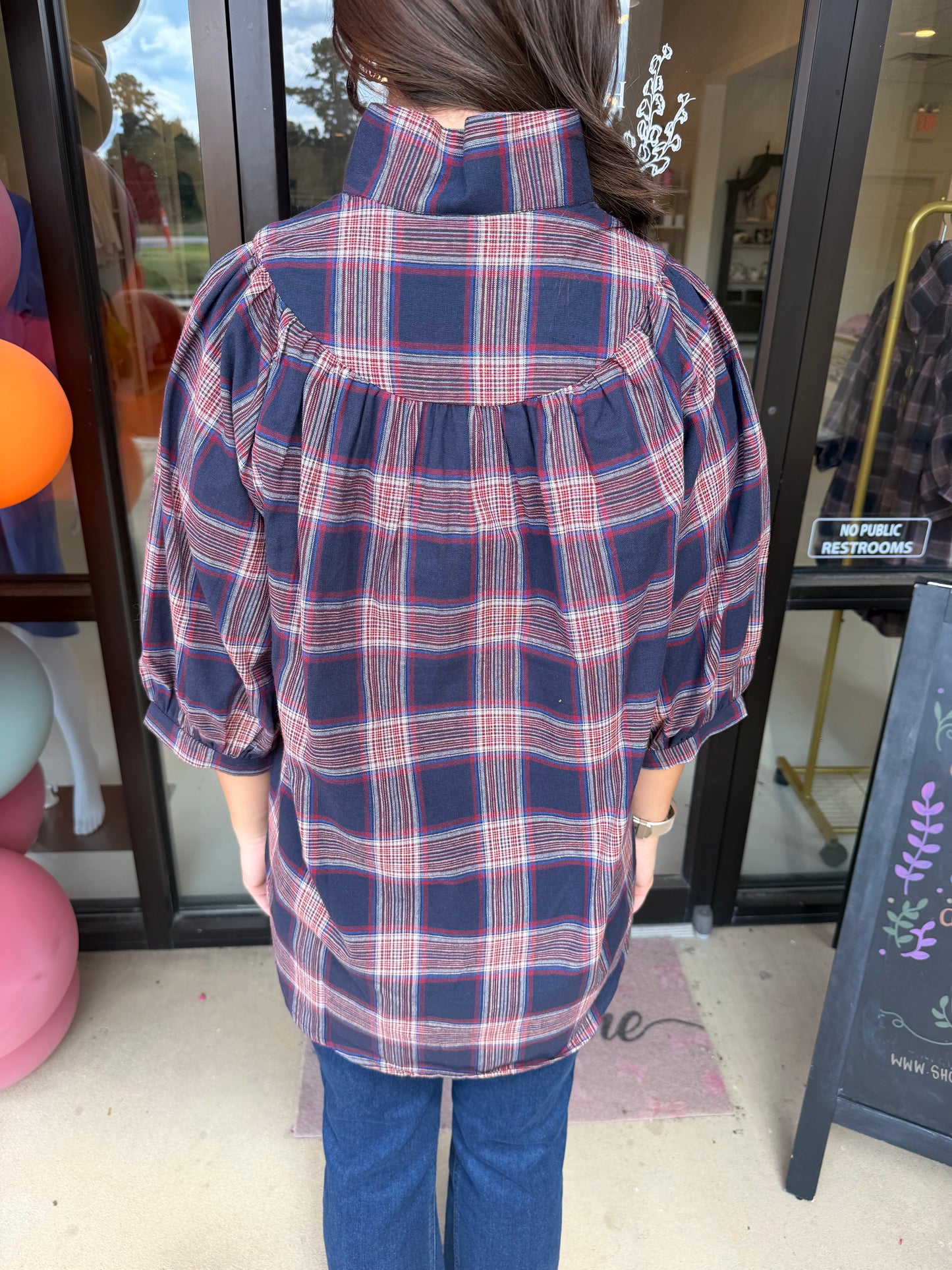 Holly Shae Avie Top - Navy Plaid