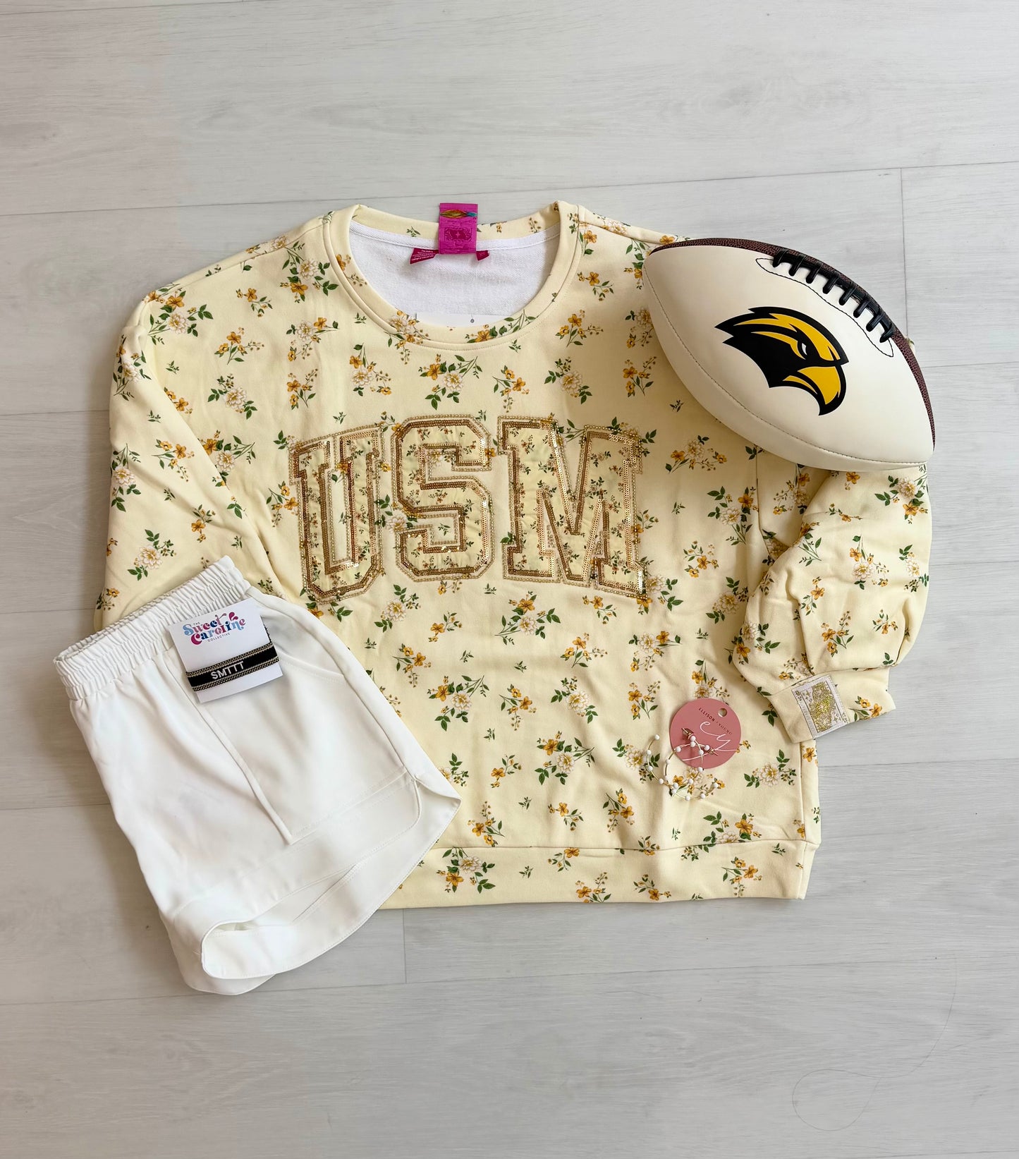 Queen of Sparkles Southern Miss Floral Initial Sweatshirt