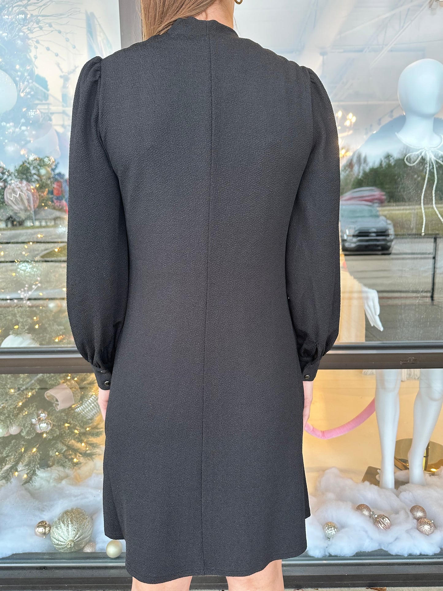 Esqualo Black Tie Neck Glittery Dress