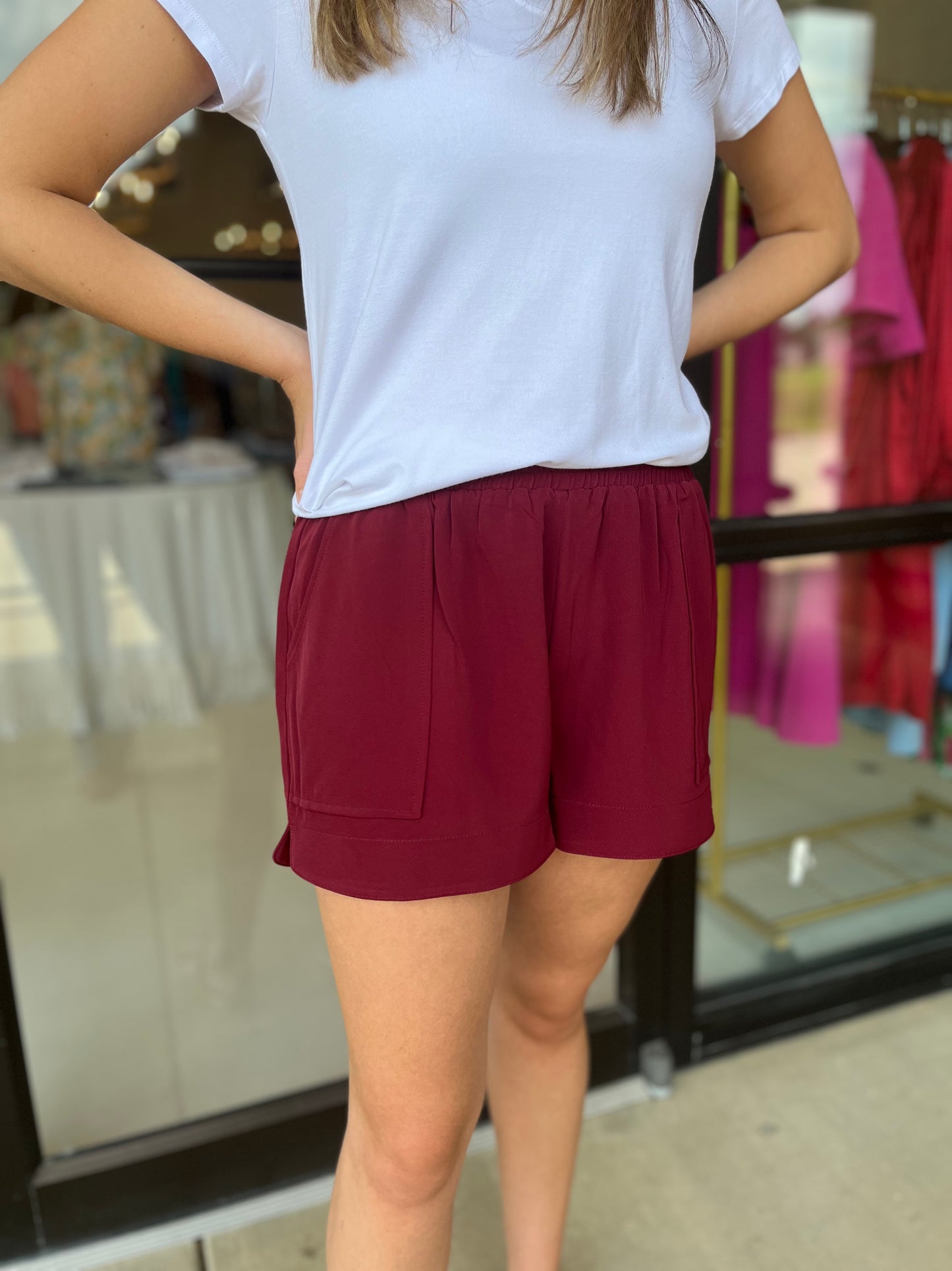 Joy Joy Pull on Short- Maroon