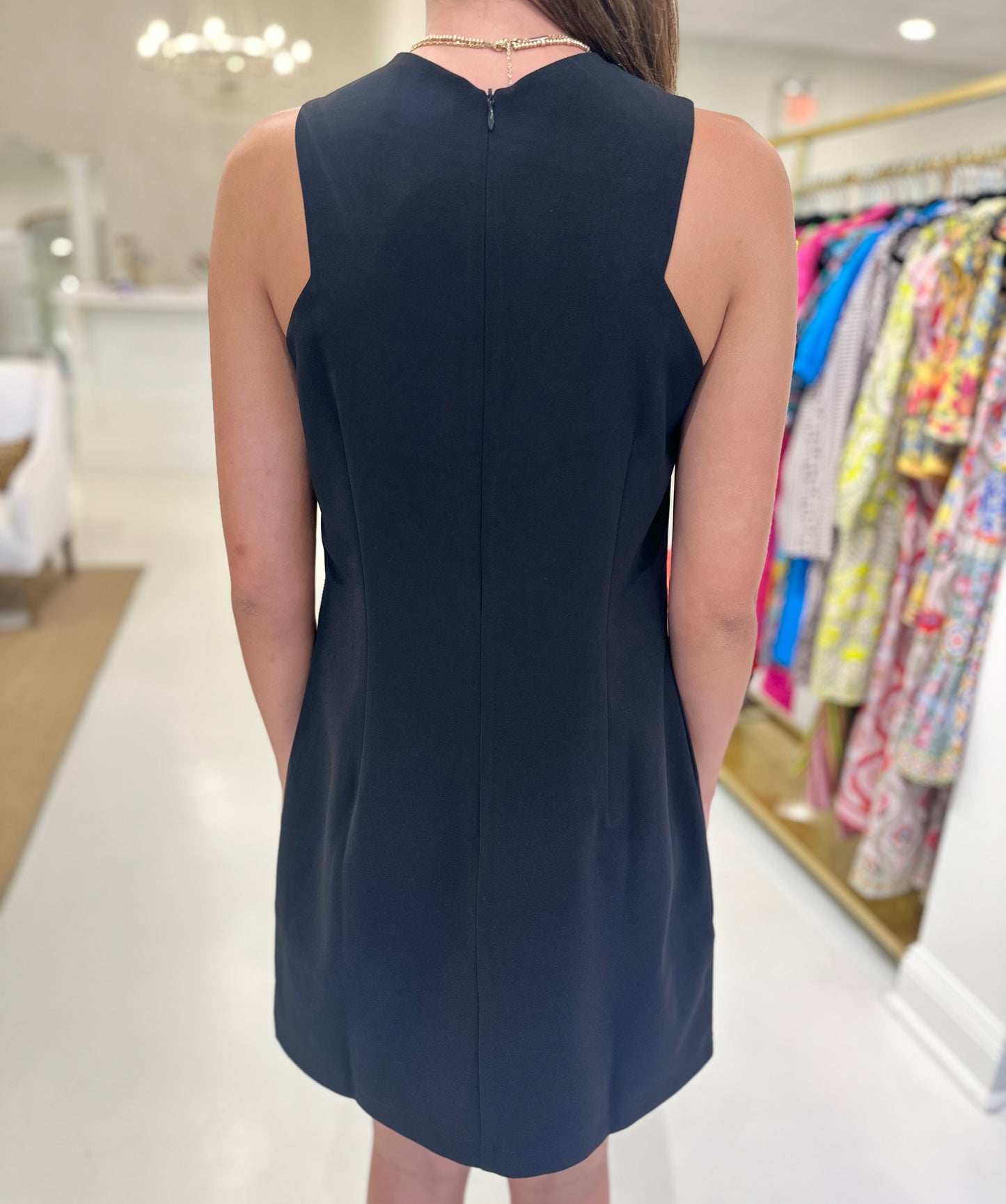 Jade V-Yoke Halter Dress black