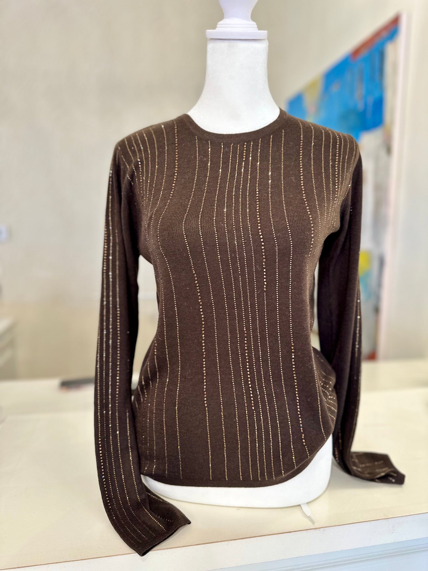 Mocha brown holiday sequin sweater