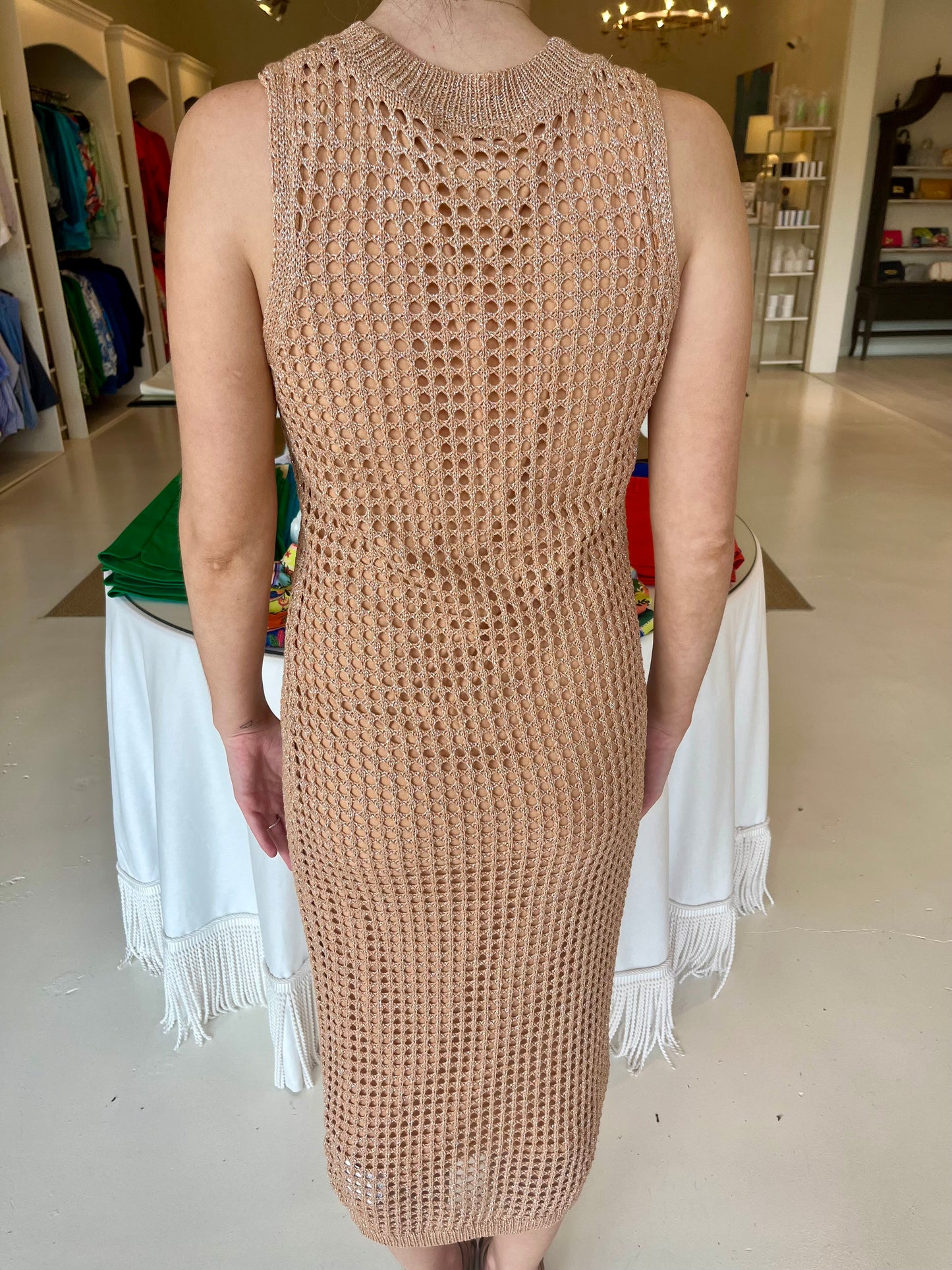 Esqualo Open Knit Lurex Dress