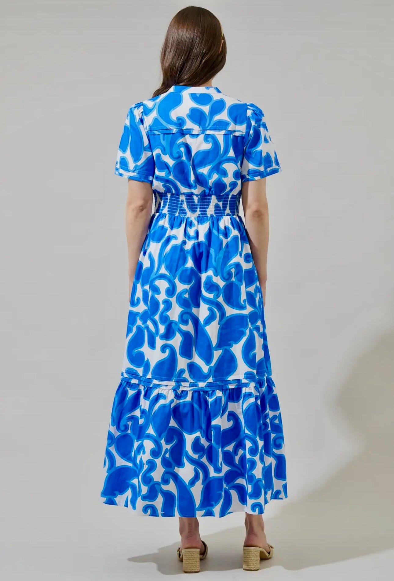 EAB Favorites Blue Floral Cotton Poplin Maxi dress