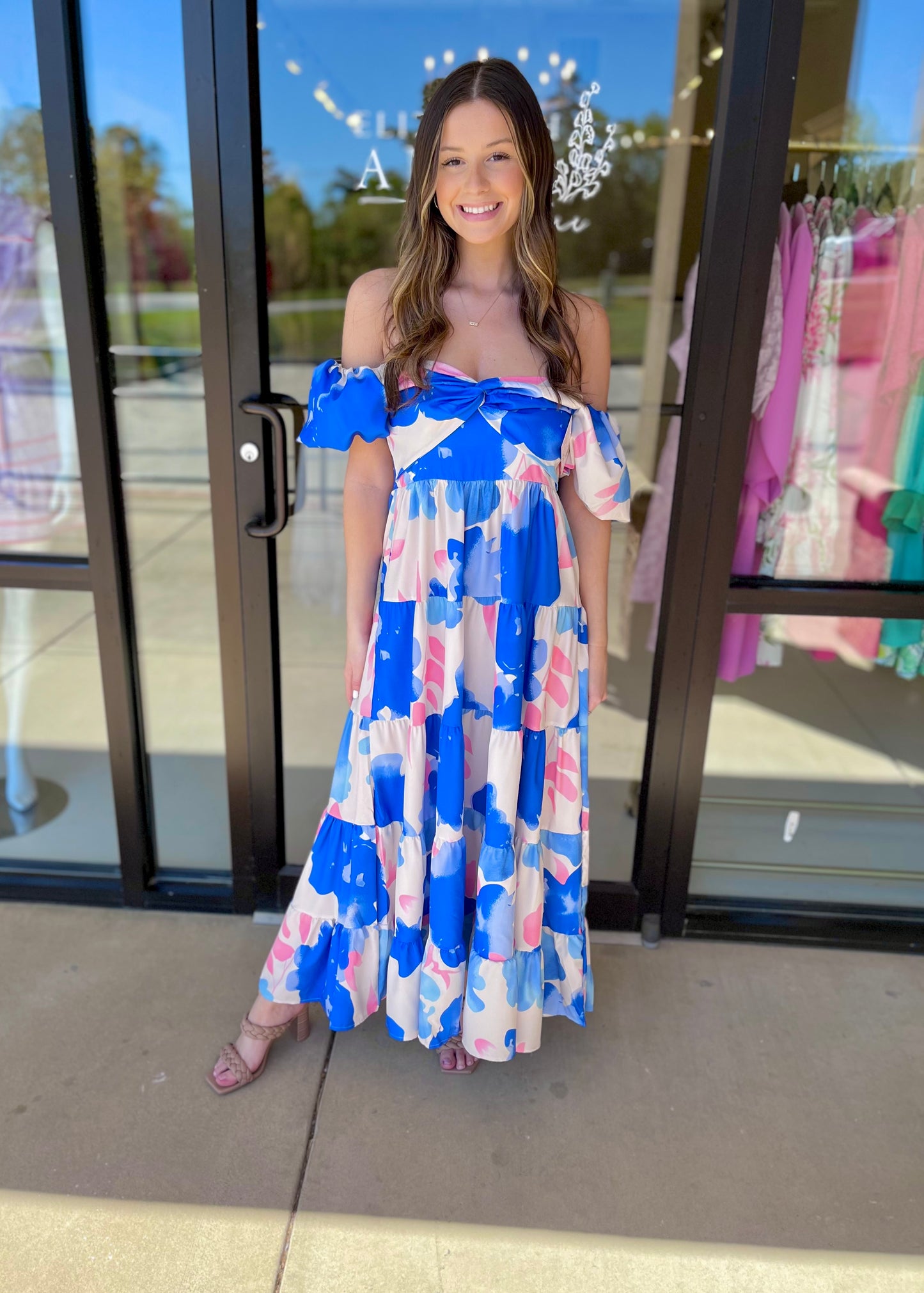 EAB Favorites Floral Bubble Sleeve Maxi Dress