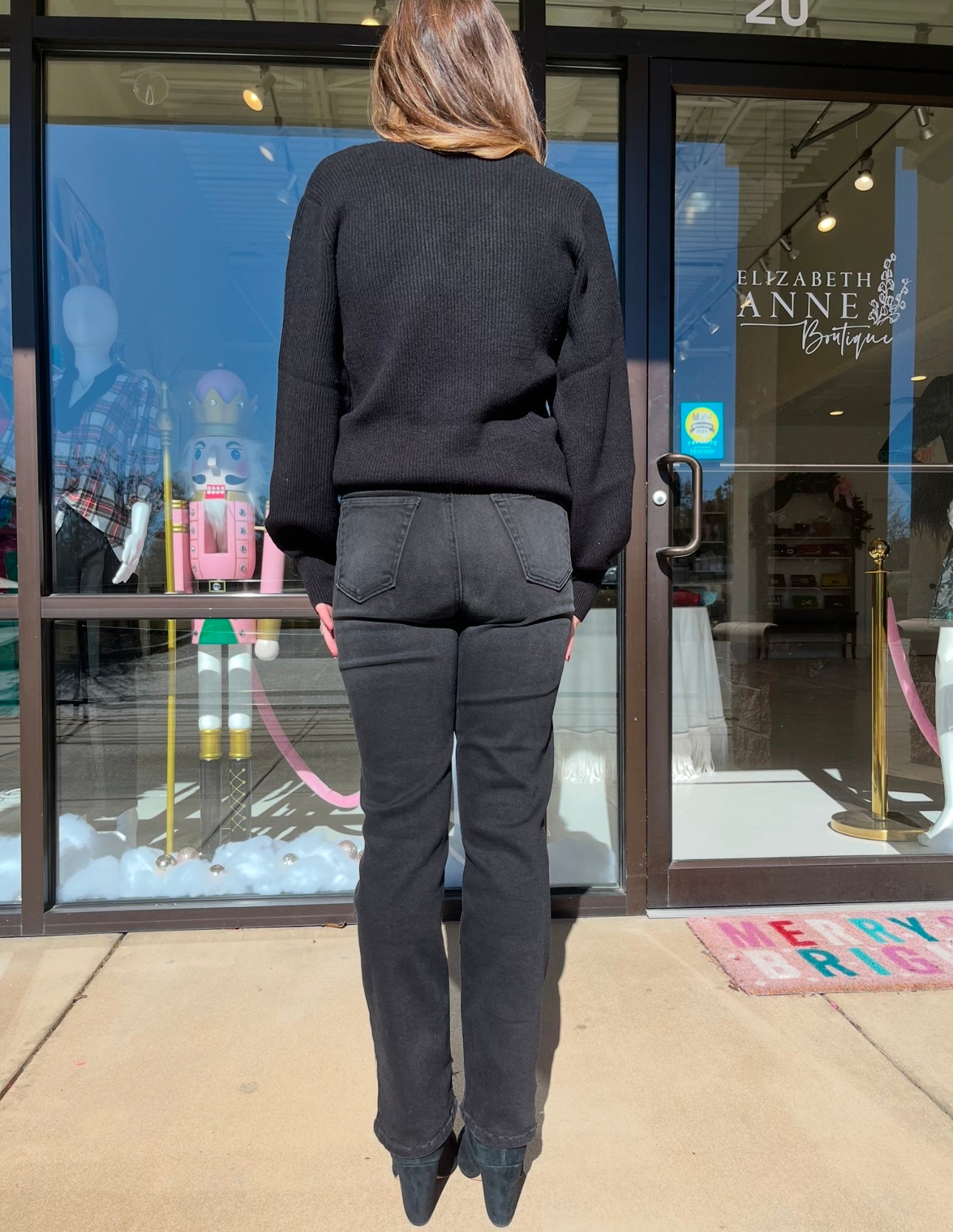 Just Black Denim High Rise Soft Stretchy Straight Jeans-Black