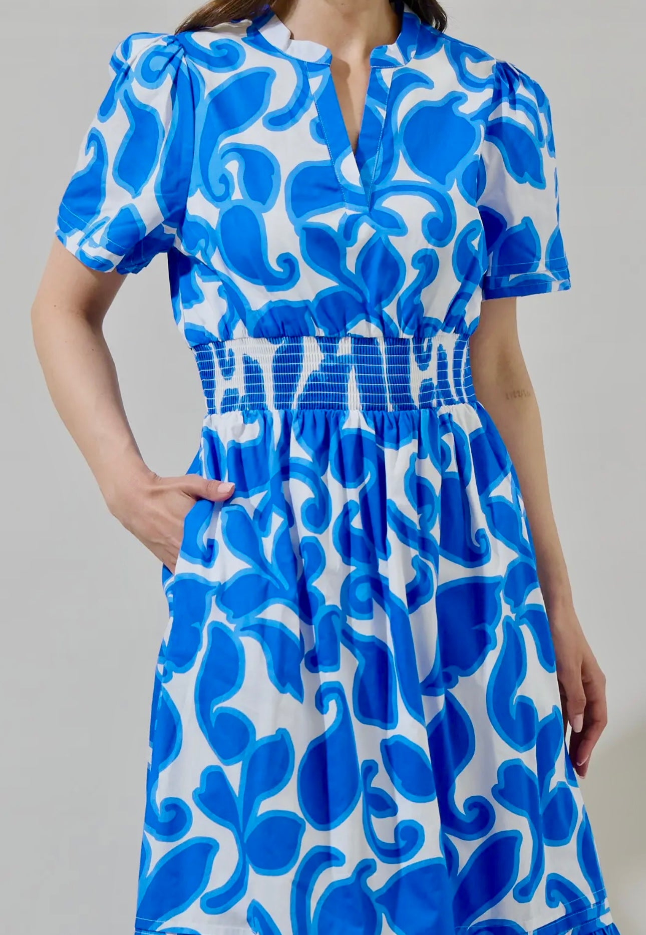 EAB Favorites Blue Floral Cotton Poplin Maxi dress