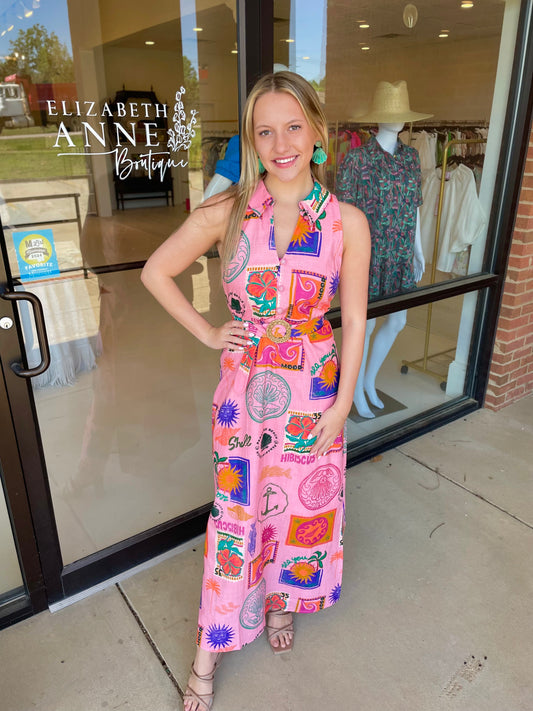 Anna Cate Jill Midi Dress - Coral Conversation