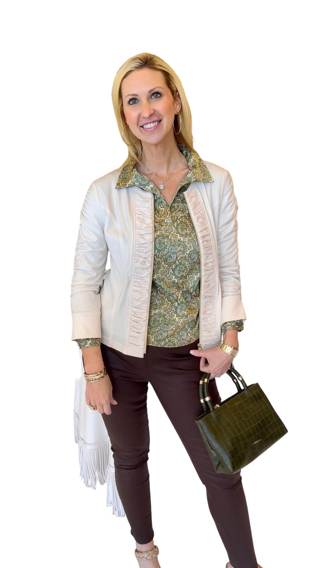 Clara Sunwoo Ruched Zip Jacket Ivory