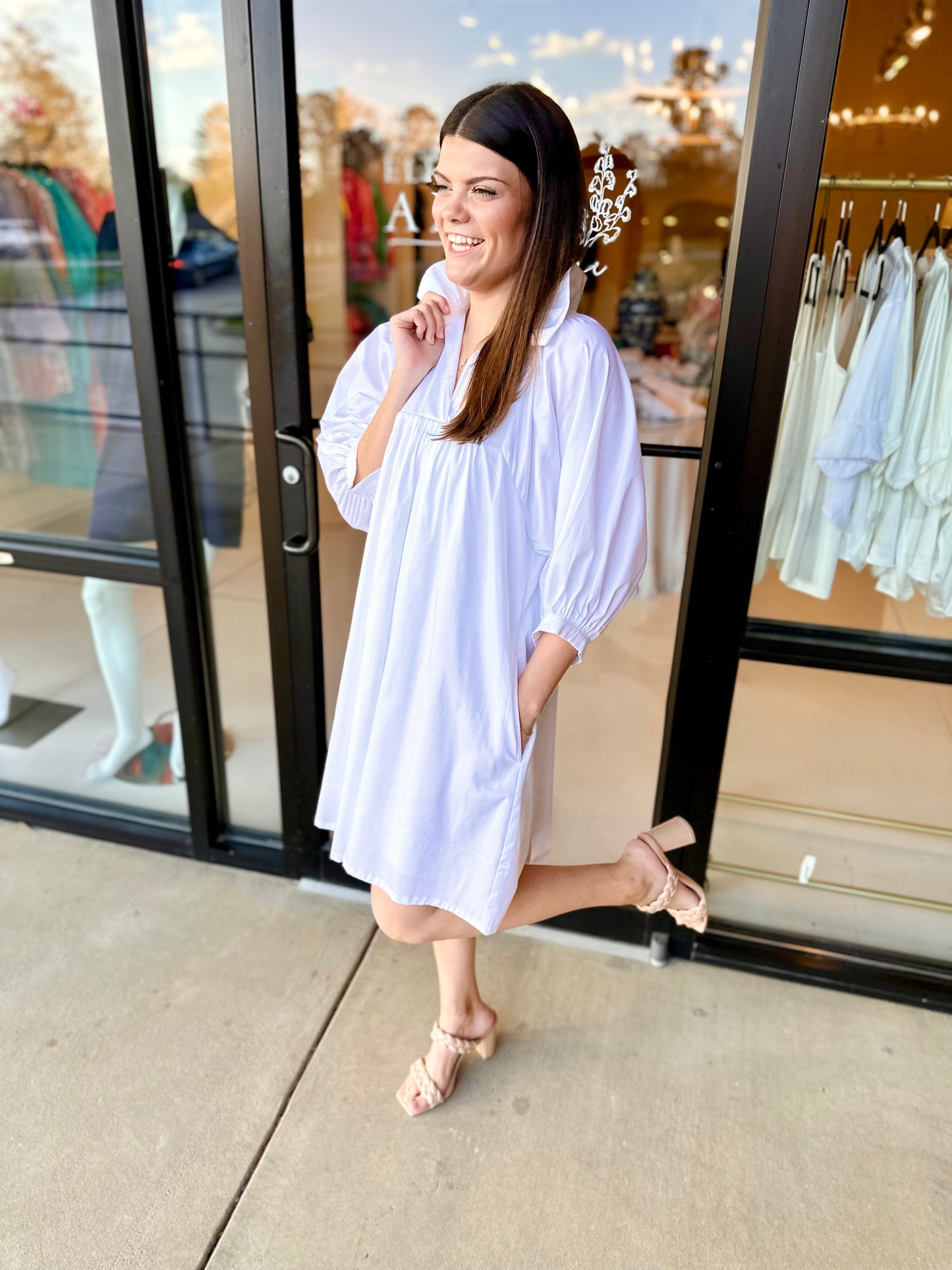 Emily McCarthy Stella Dress White Cotton Poplin