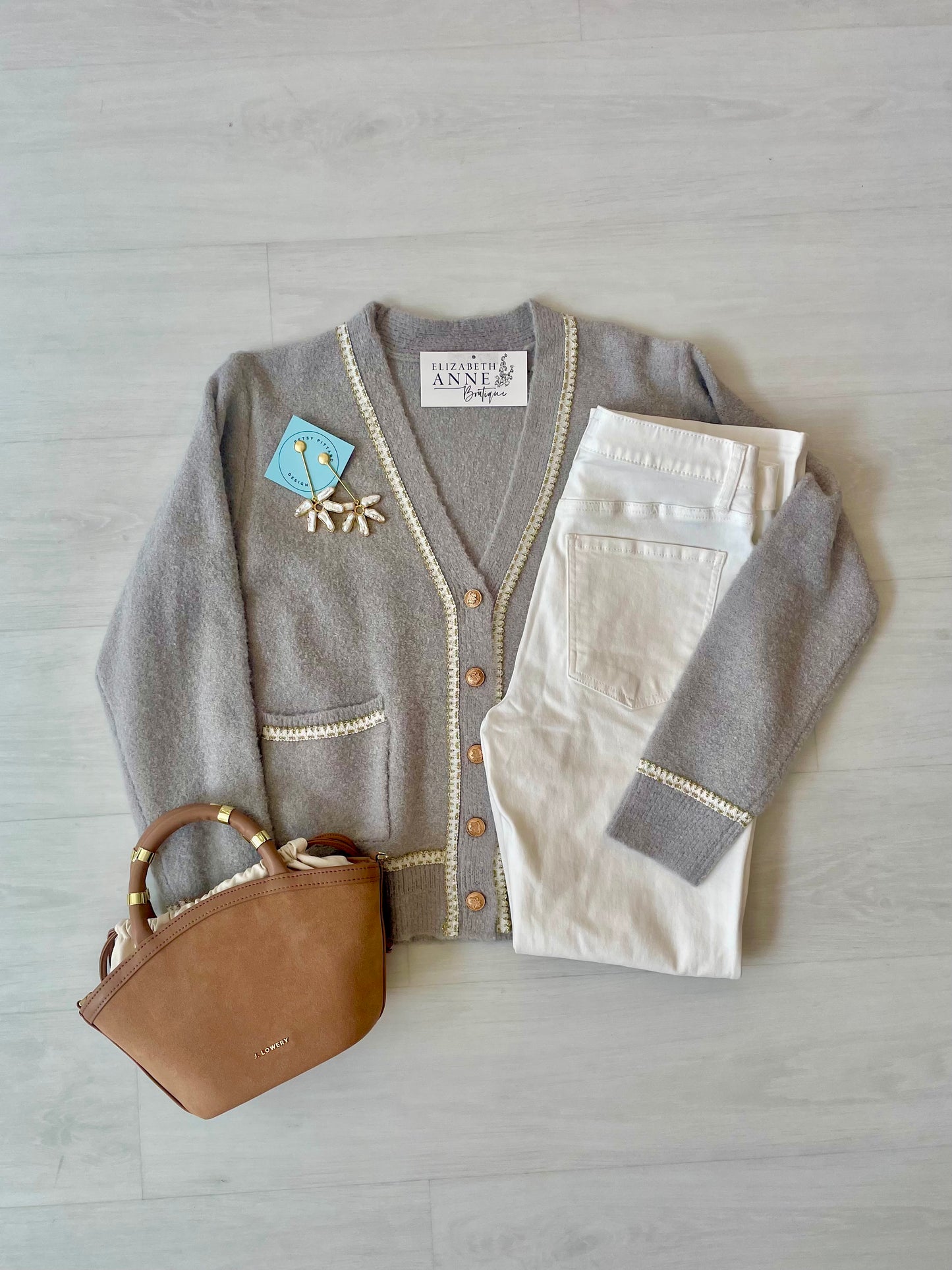 Paris Trim Cardigan - Grey