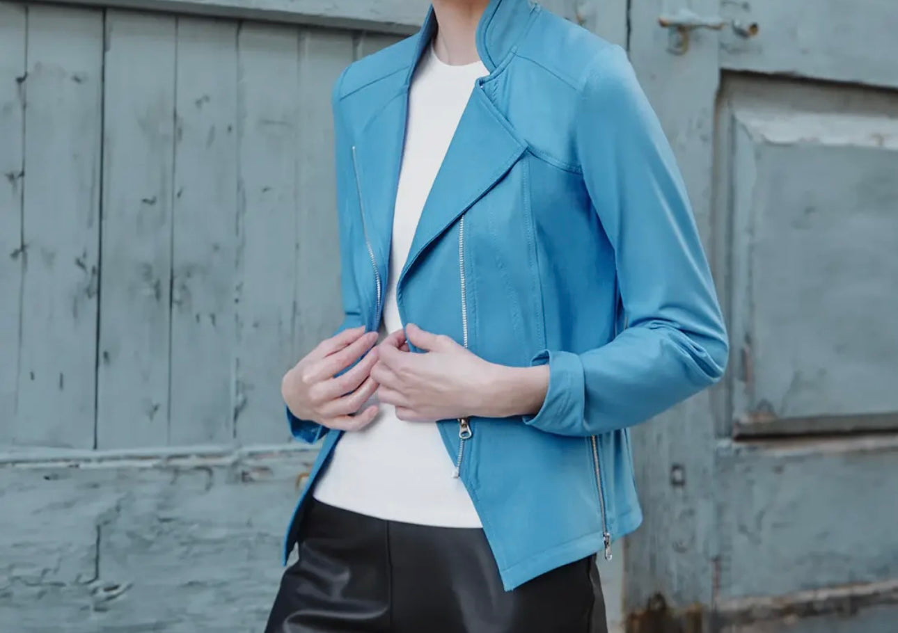 Clara Sunwoo Knit Zip Jacket - Sky Blue