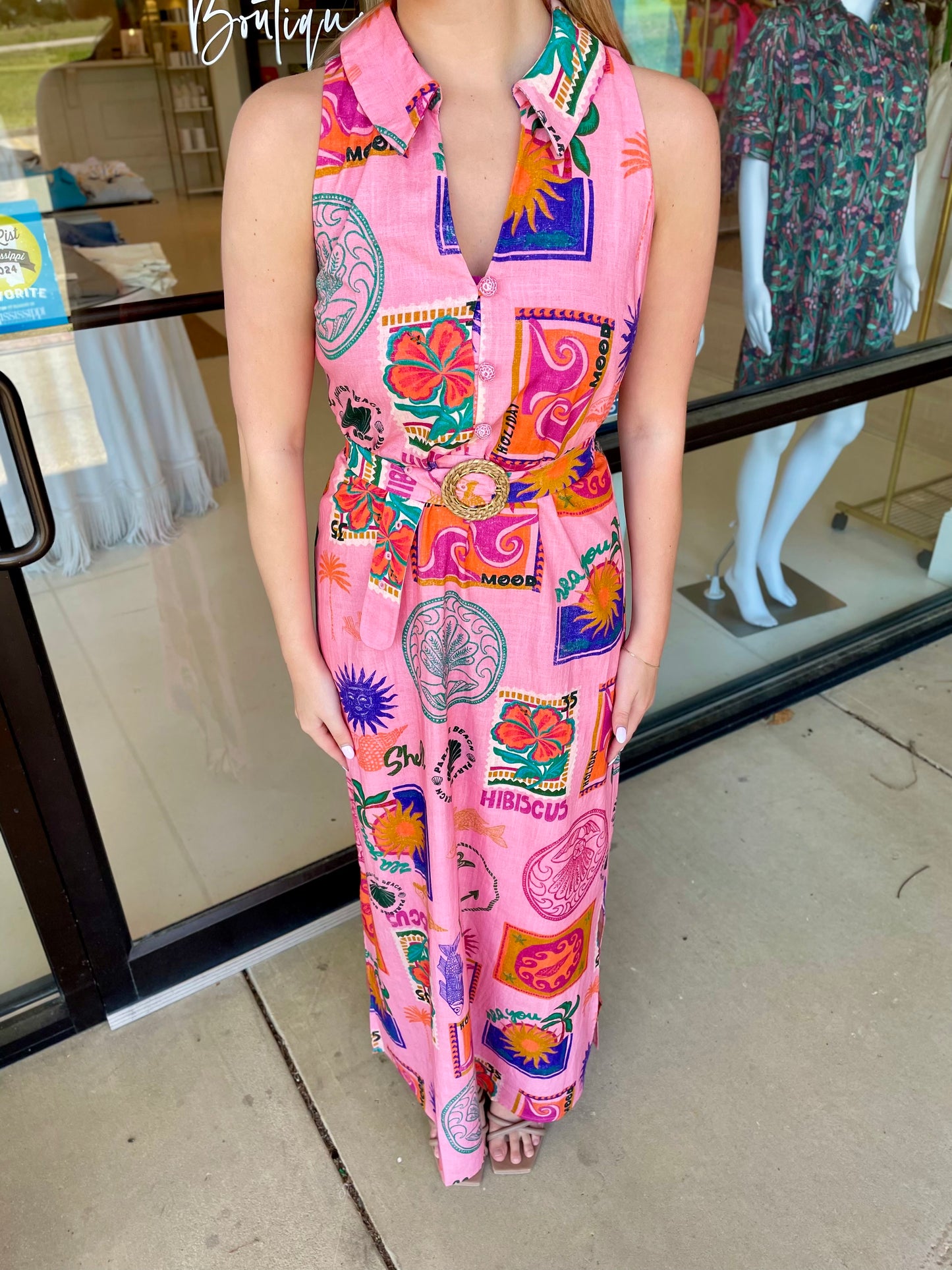 Anna Cate Jill Midi Dress - Coral Conversation