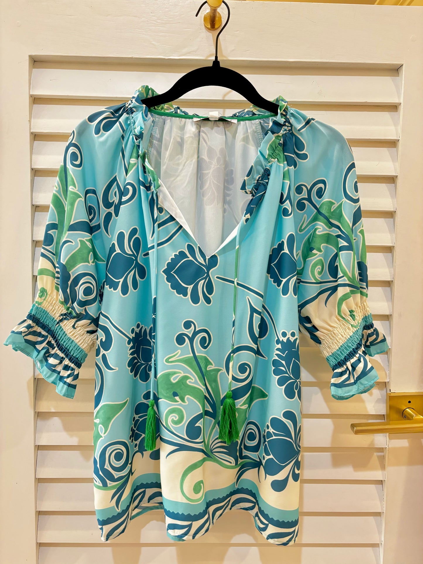 Joy Joy Blue Oasis Peasant Top