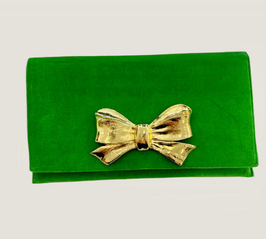 Garland Bag Green Velvet Bow Bag