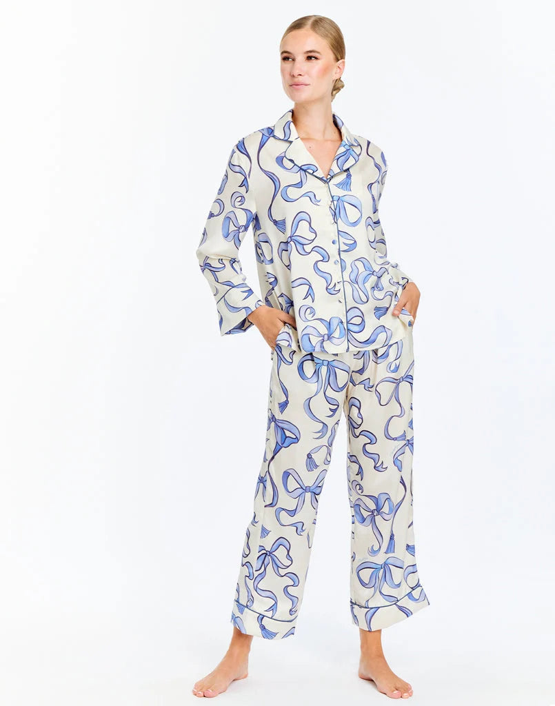 Mestiza Gigi Pajamas - Ecru/Blue Bow