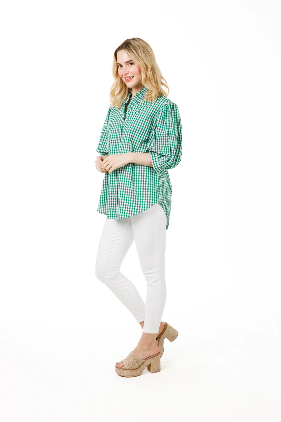 Holly Shae Laura Top - Green & White Gingham