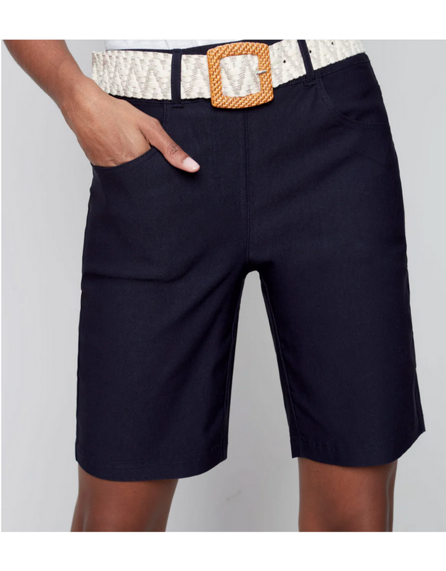 Charlie B Pull On Short Belted - Black