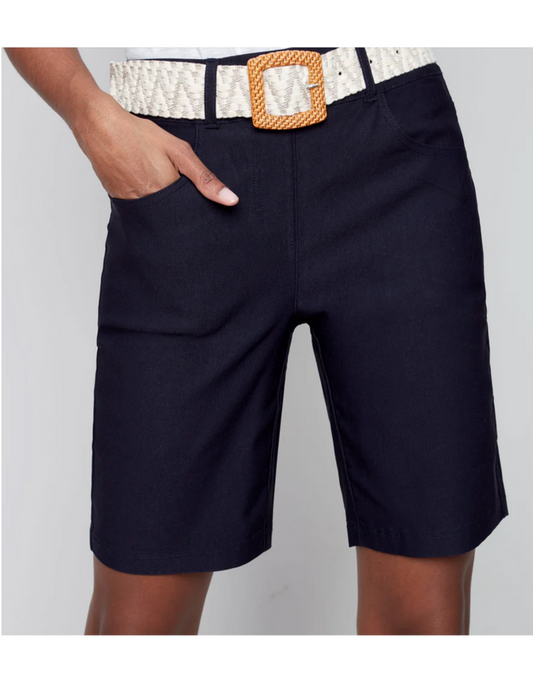 Charlie B Pull On Short Belted - Black