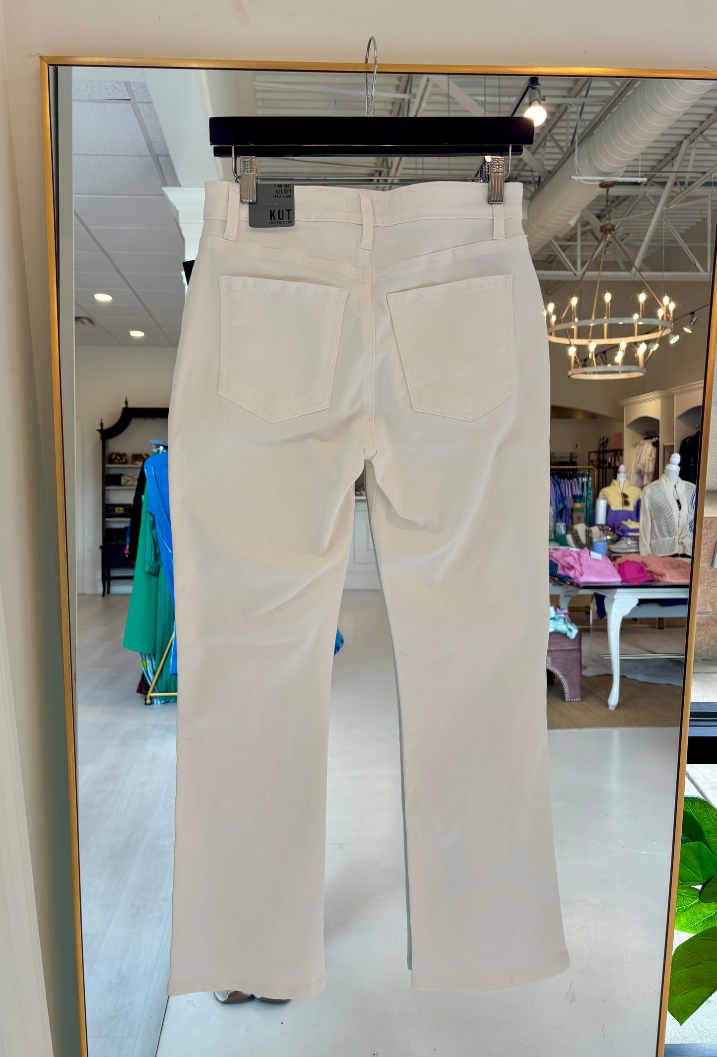 Kut Kelsey High Rise Ankle Flare - Cream