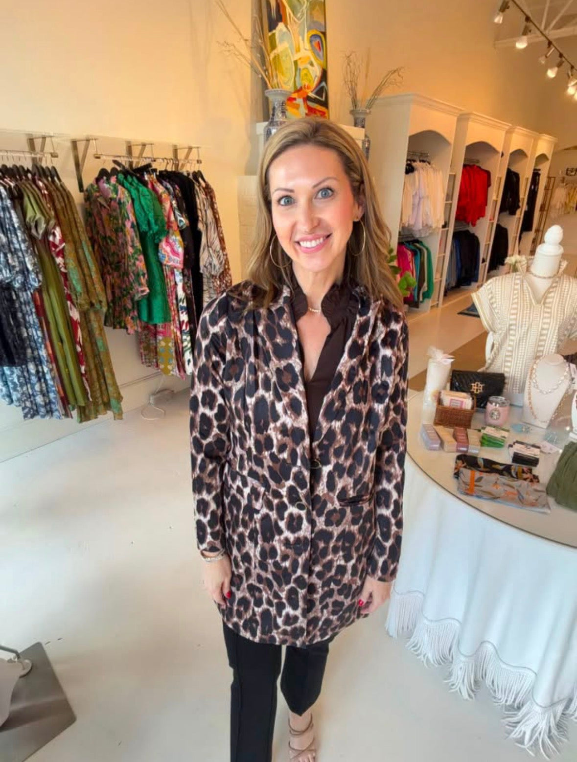 Jade Buttondown Coat - Leopard
