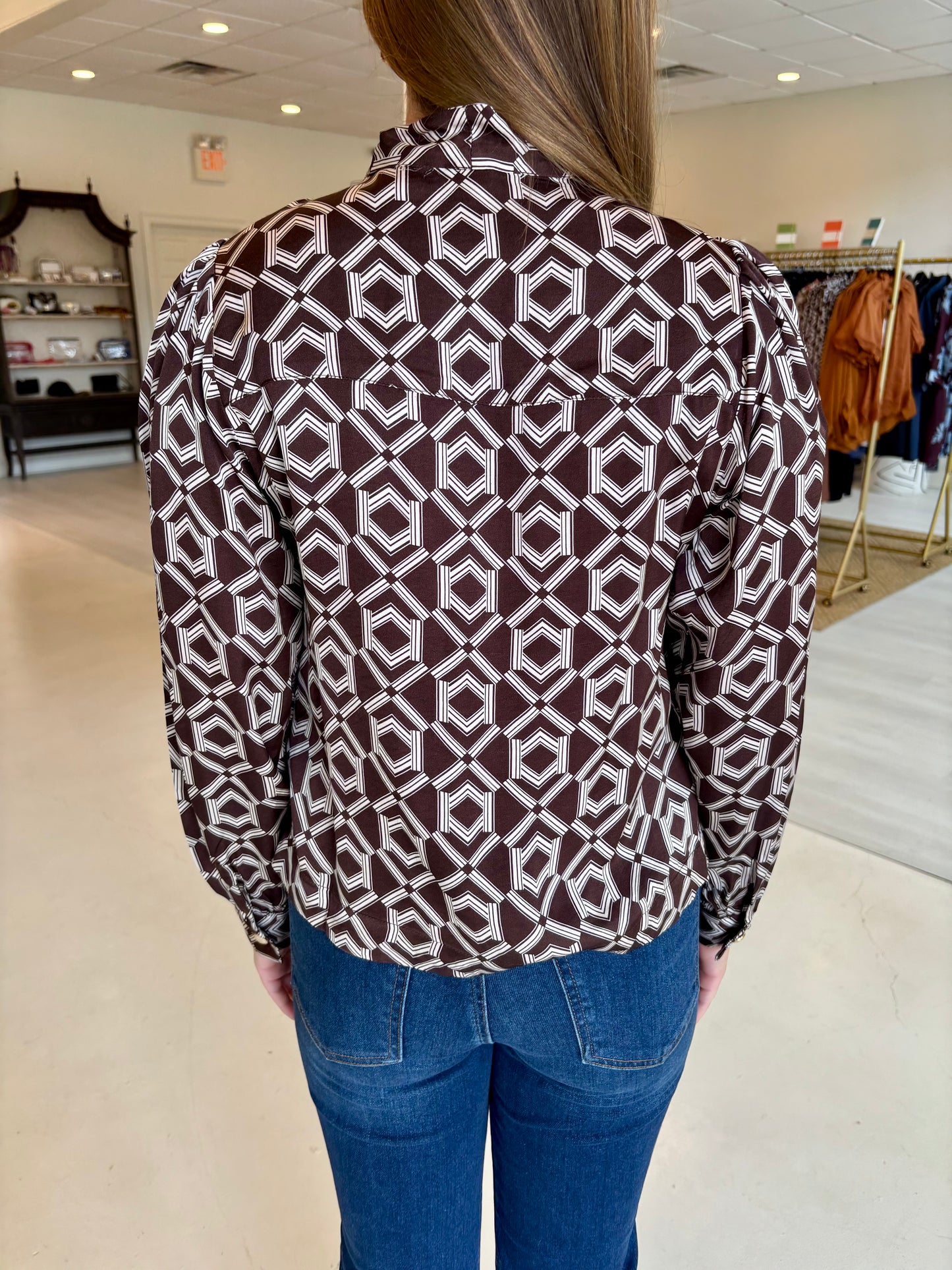 Esqualo Blouse with Bow - Warm Cacao
