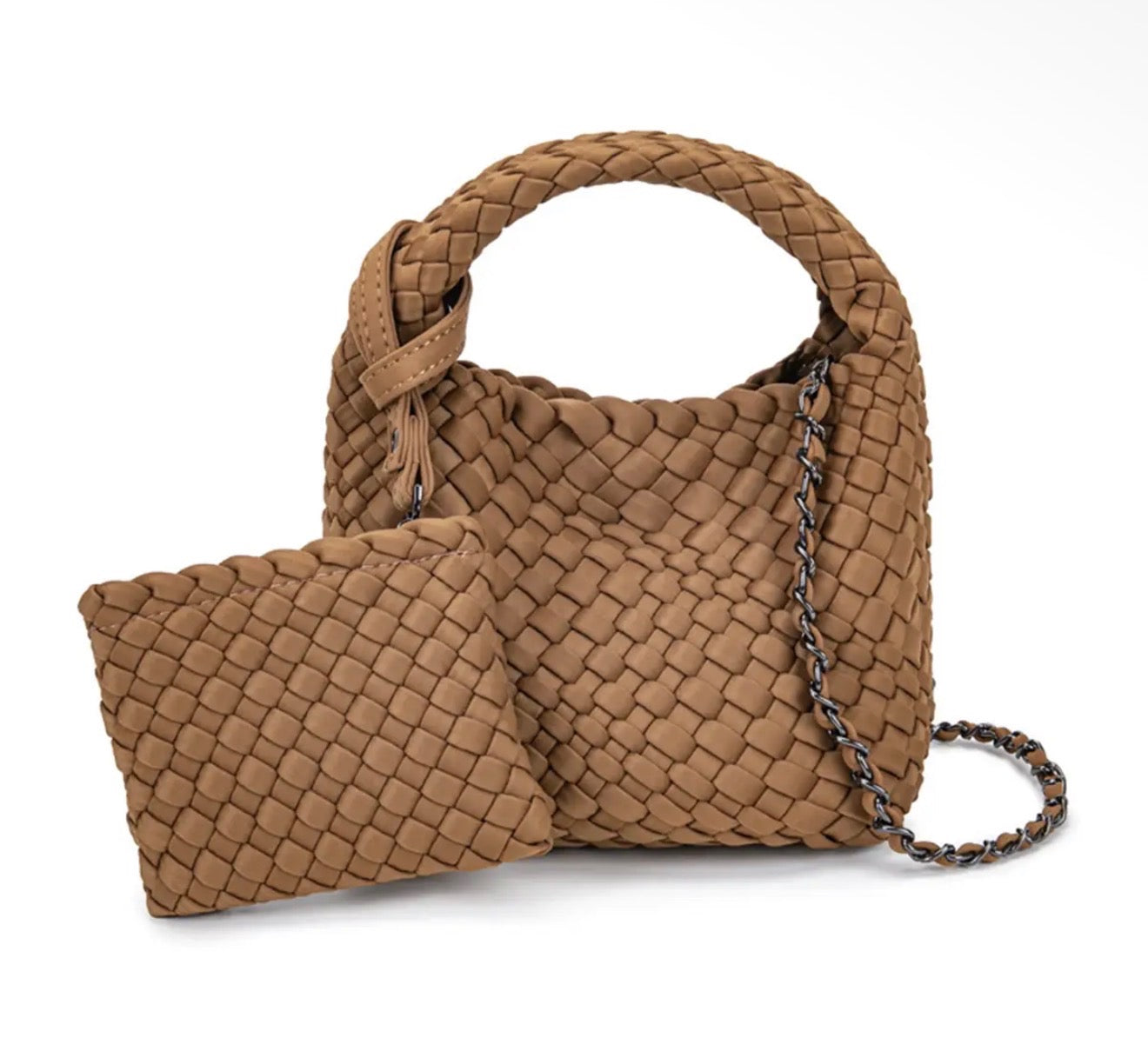 EAB Favorites Mini Woven Bucket Bag- Caramel