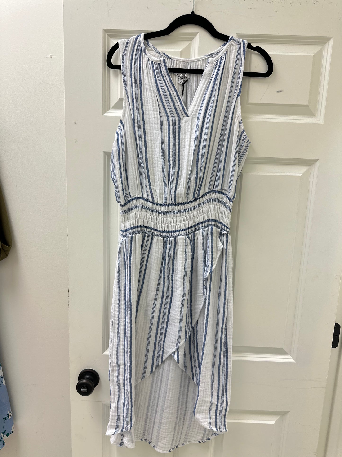 Red Haute Gauze blue and white striped dress