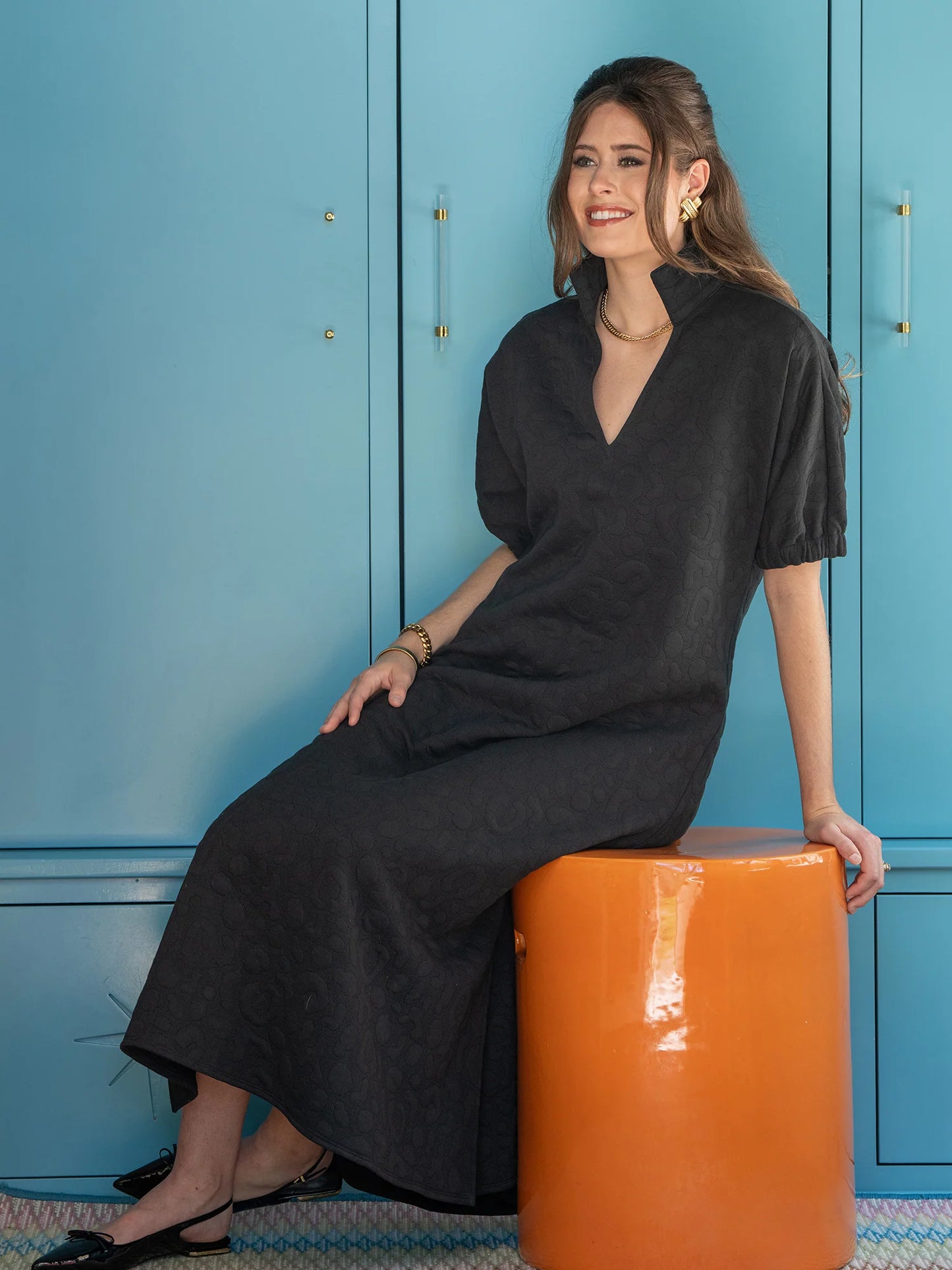 Emily McCarthy Black Cheetah Maxi dress