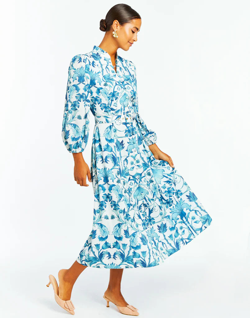 Mestiza Valencia Midi Dress- Ivory and Navy