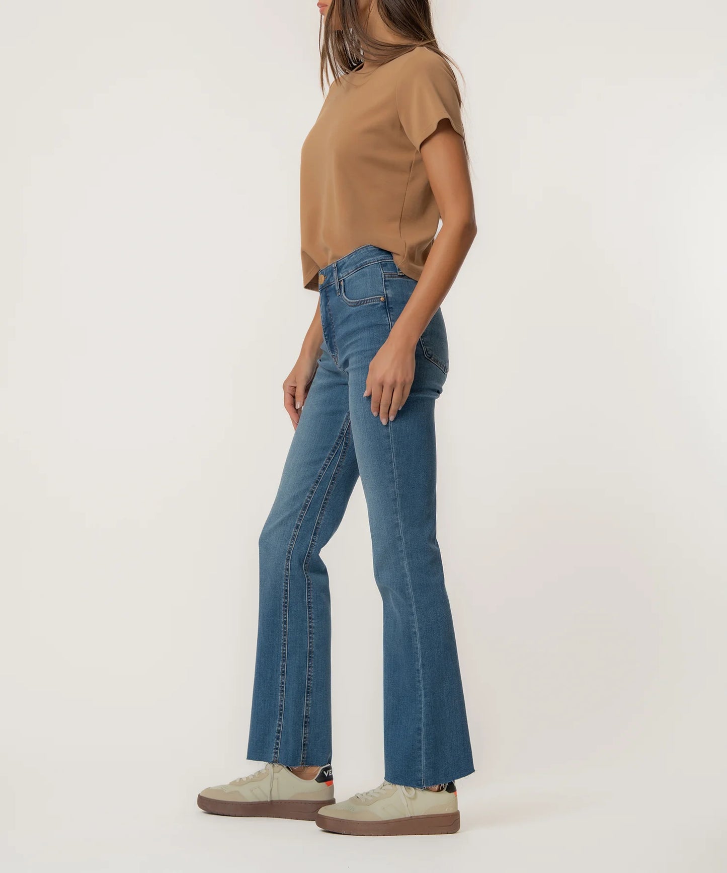 KUT Kelly High Rise Flare Raw Hem - Zest