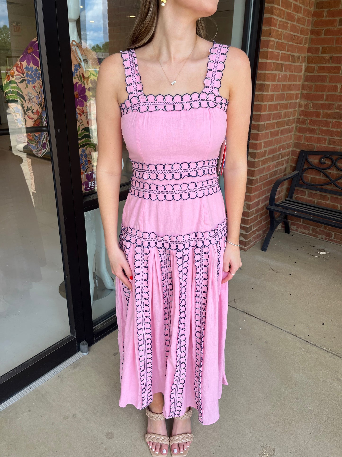 Never A Wallflower Shannon Dress - Prism Pink Embroidery