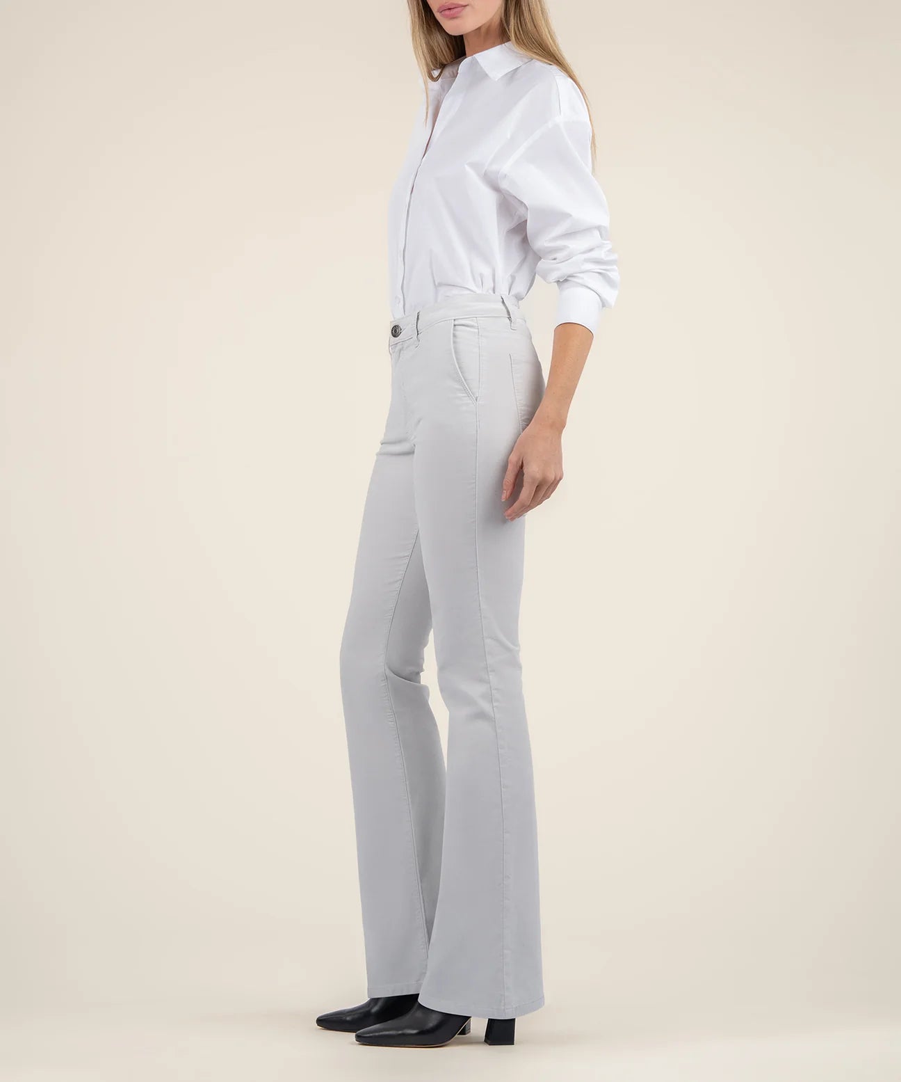 KUT Ana High Rise Velveteen Flare Pant- Silver