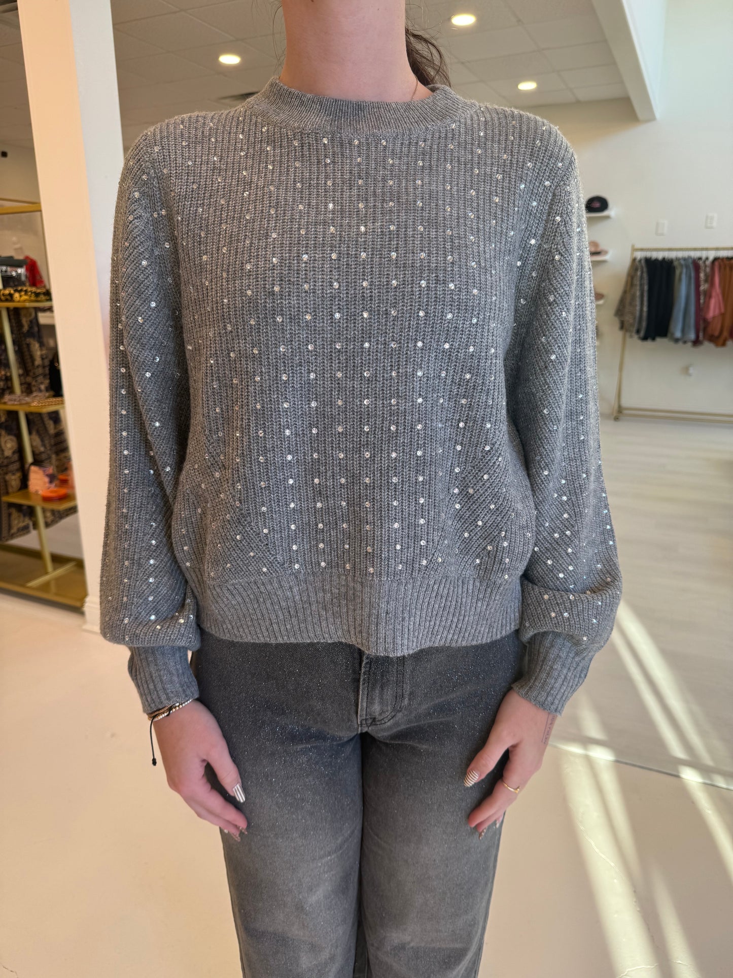 Esqualo Studded Sweater - Grey