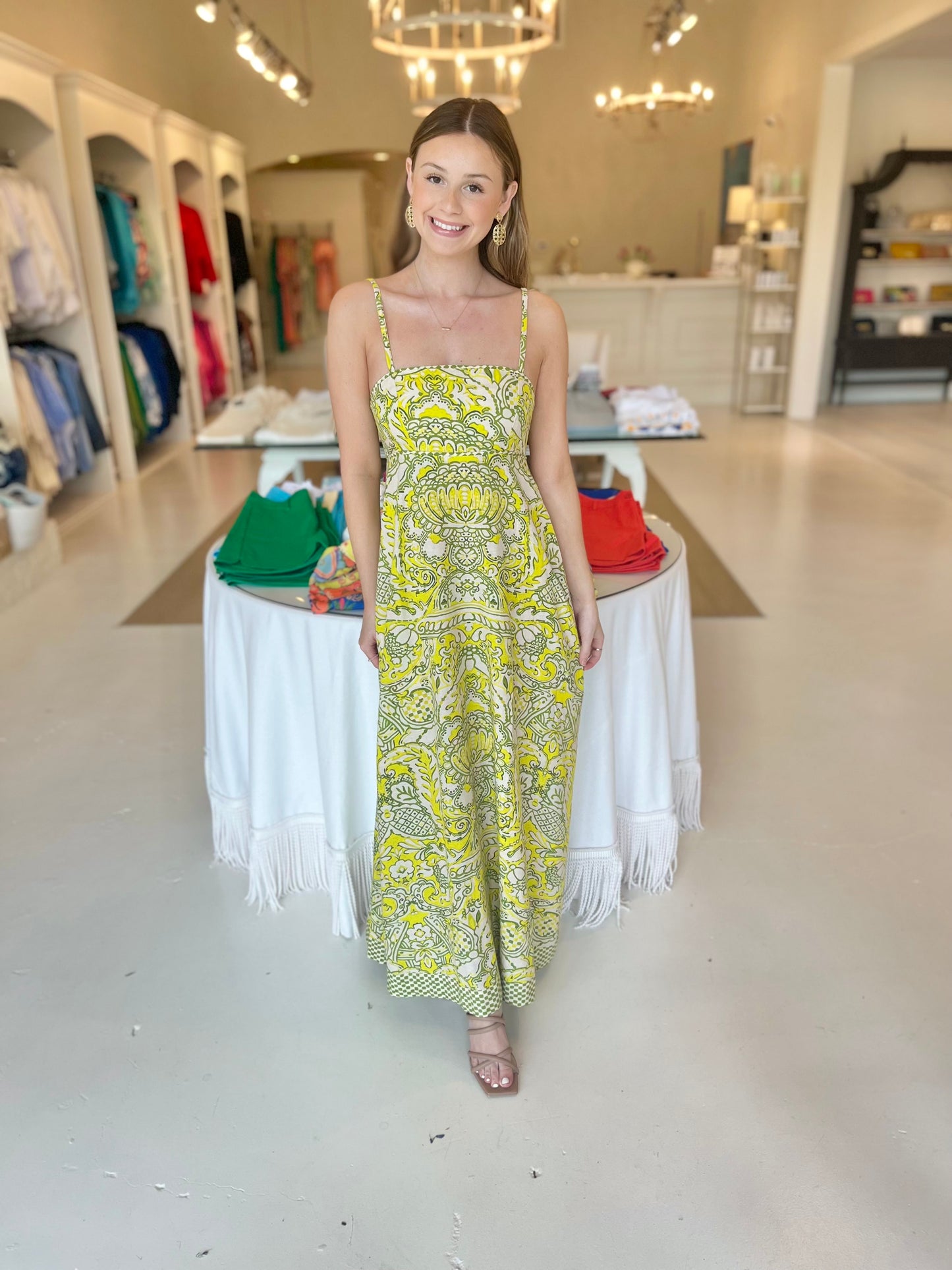 Elizabeth James Annalisa Dress- Damask Limeaid