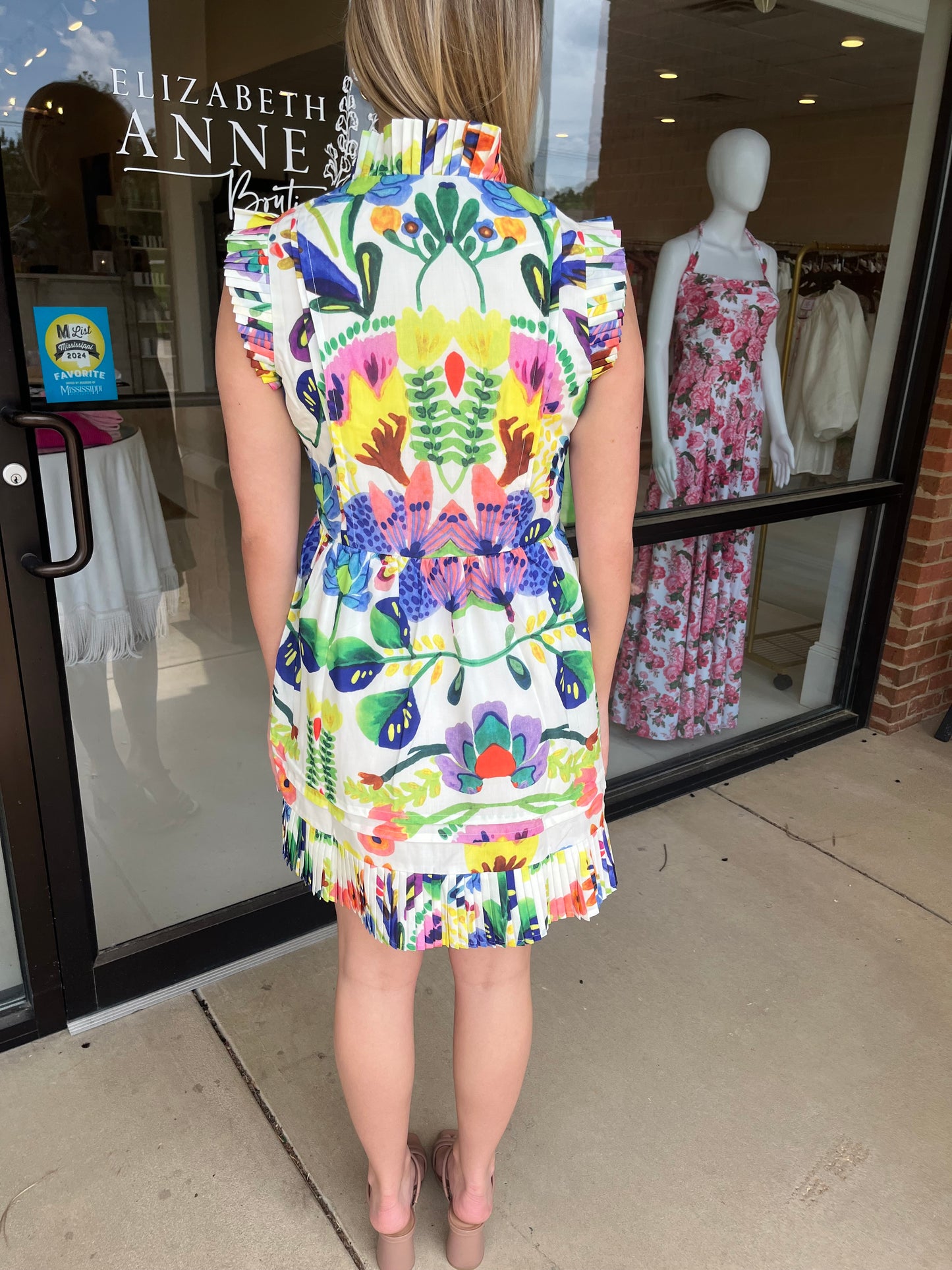 Joy Joy Mini Pleated Dress- Island Art