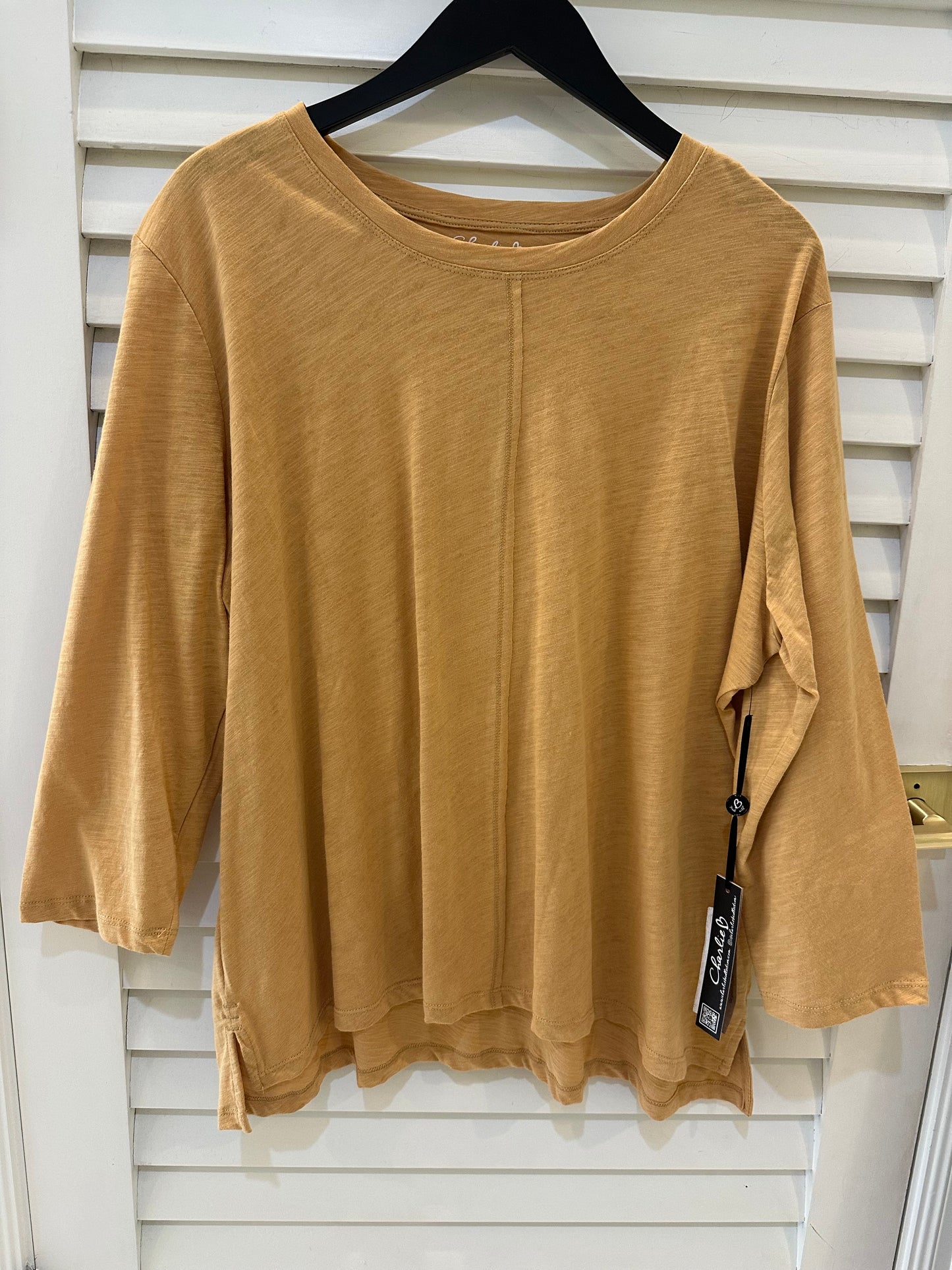 Charlie B 3/4 Sleeve Organic Cotton Knit Top- Corn