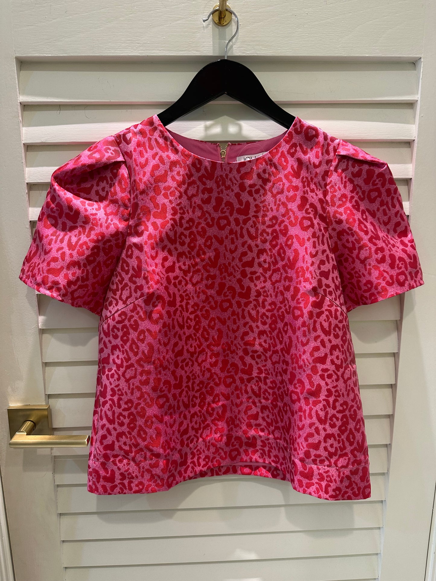 Joy Joy Short Sleeve Top - Berry Leopard