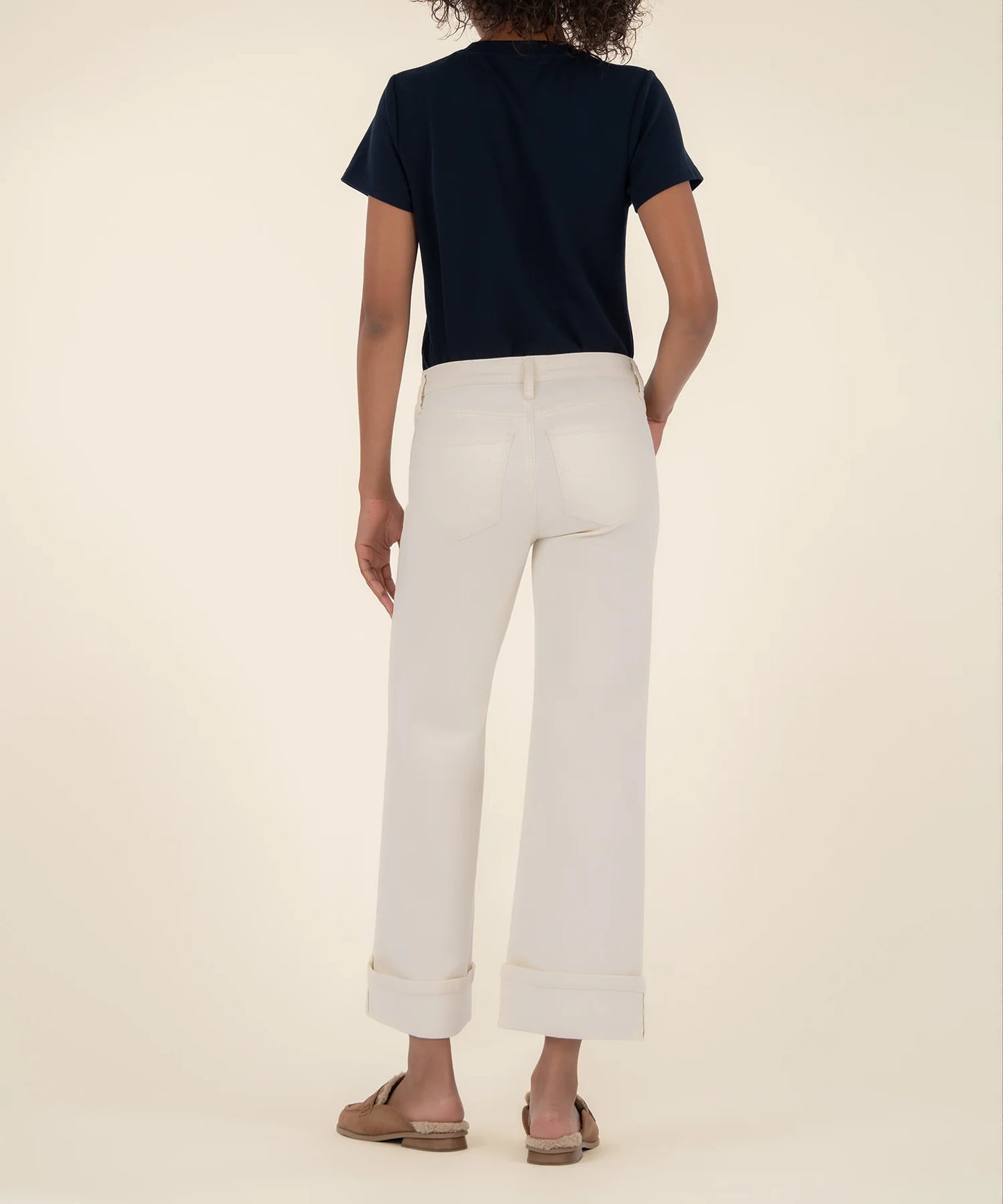 KUT Meg High Rise Wide Leg - Candle -Roll-up Jean