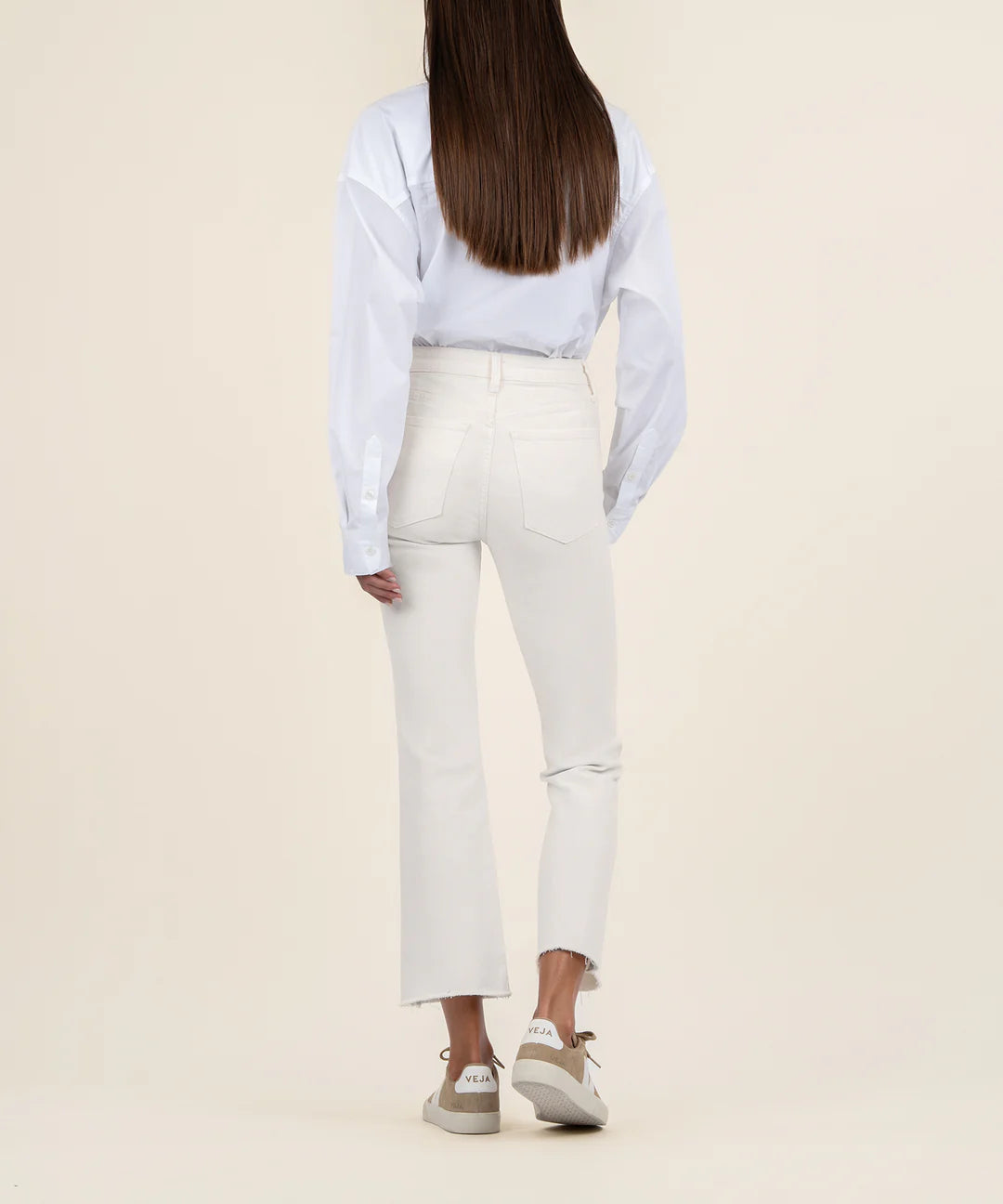 KUT Kelsey High Rise Ankle Flare - Ecru