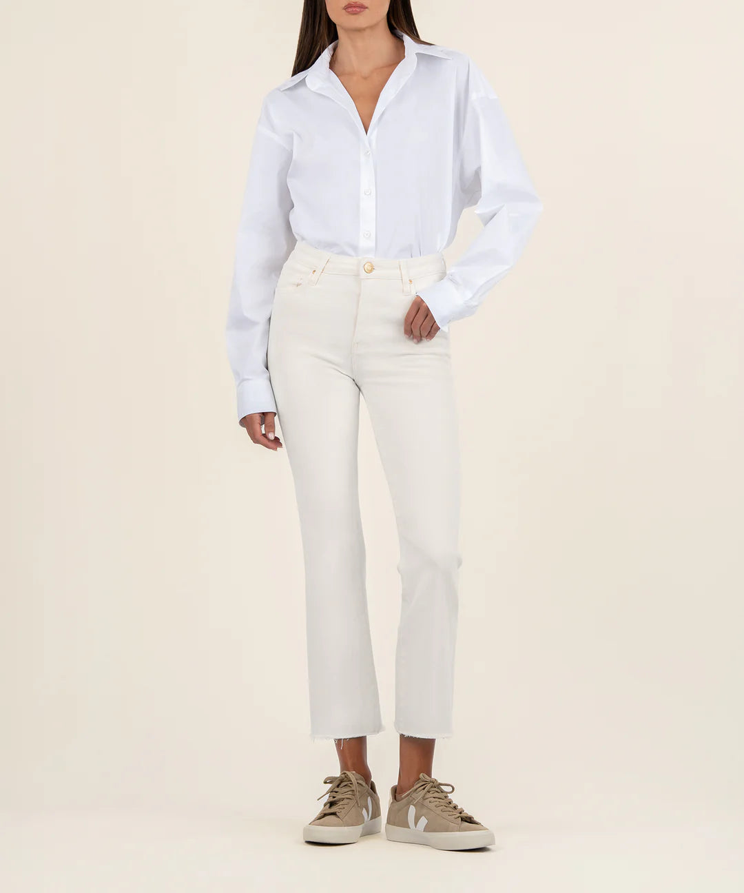 KUT Kelsey High Rise Ankle Flare - Ecru