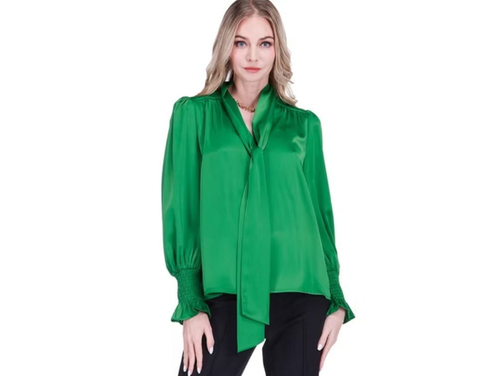 Jade Tie Front Top - Emerald Green