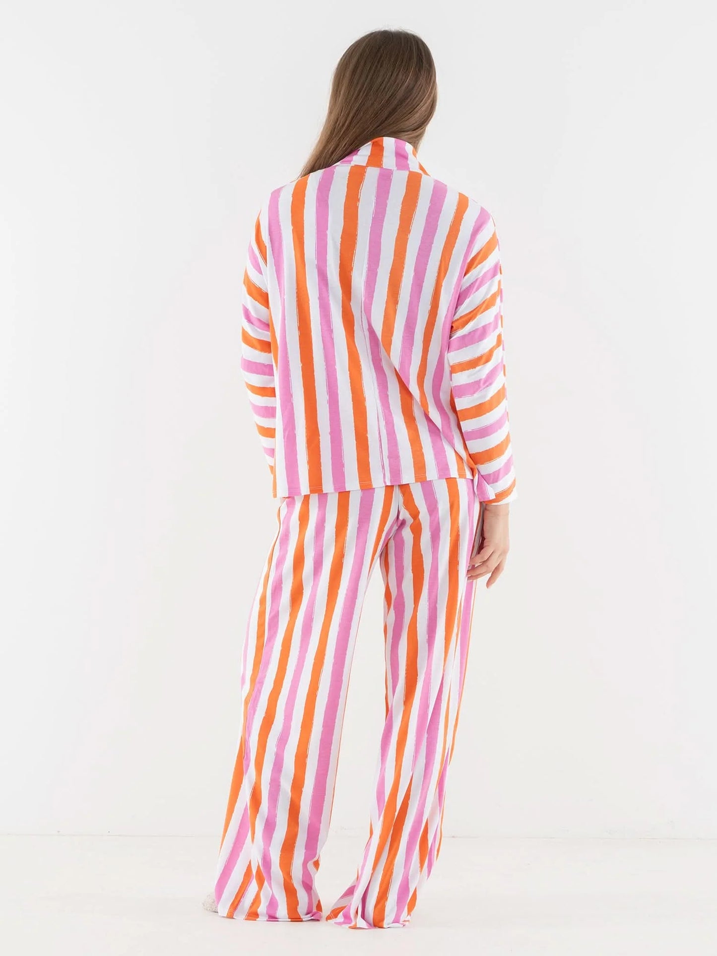 Emily McCarthy Pajama Set - Coral Pink Stripe