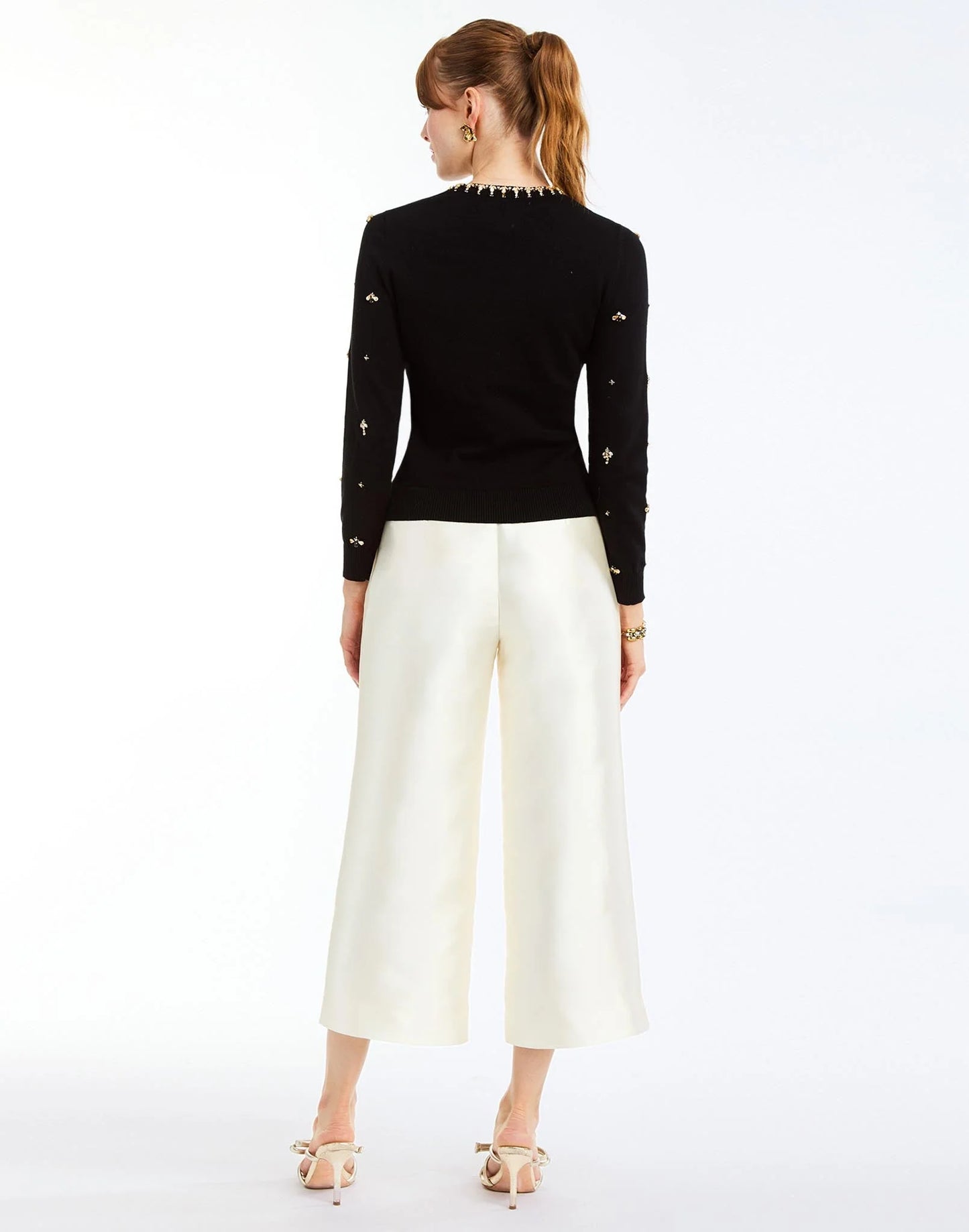 Mestiza Phoebe Cropped Sweater - Beaded Black