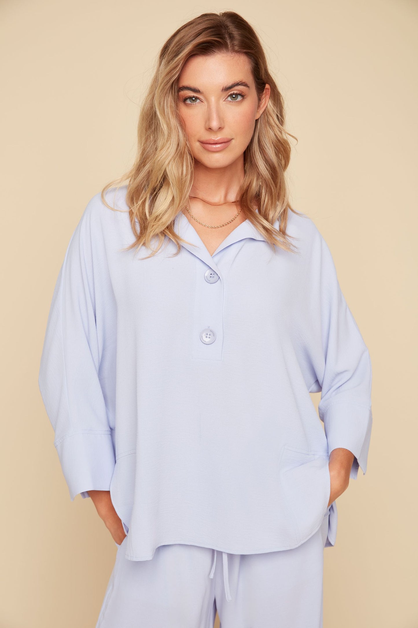 Renuar Woven Double Button Blouse