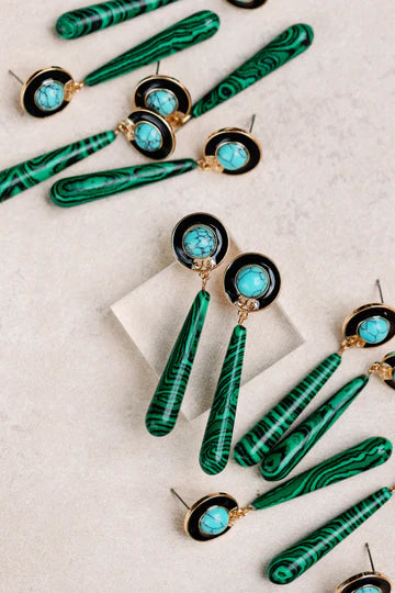 St. Armands Designs Turquoise and Malachite Drop Earrings